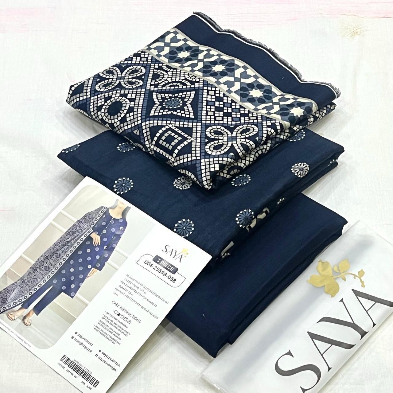 SAYA Printed Khaddar 3Piece D-05B