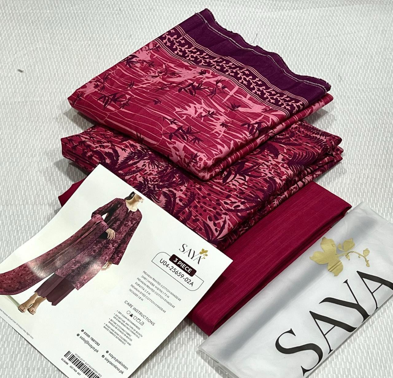 SAYA Printed Khaddar 3Piece D-02A