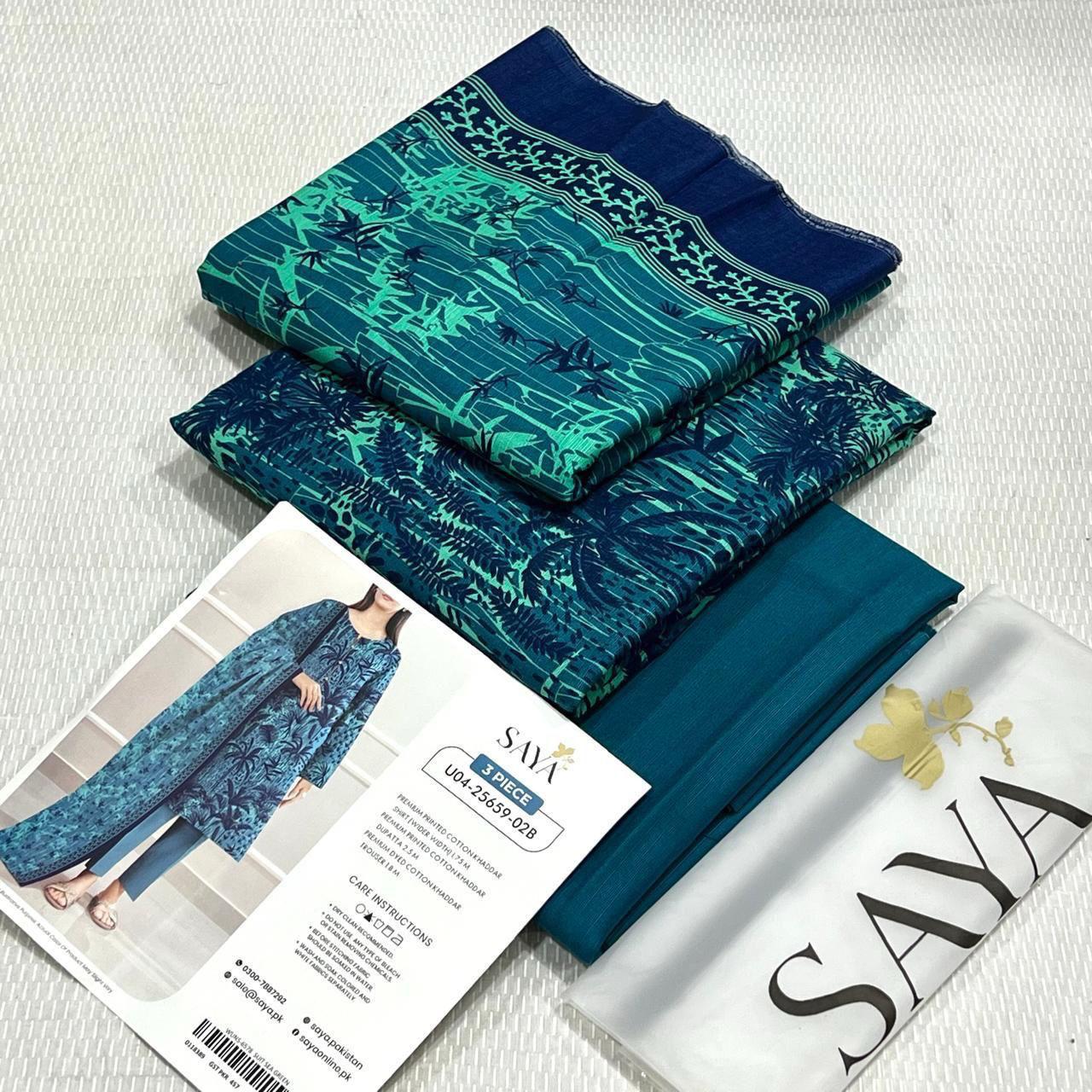 SAYA Printed Khaddar 3Piece D-02B