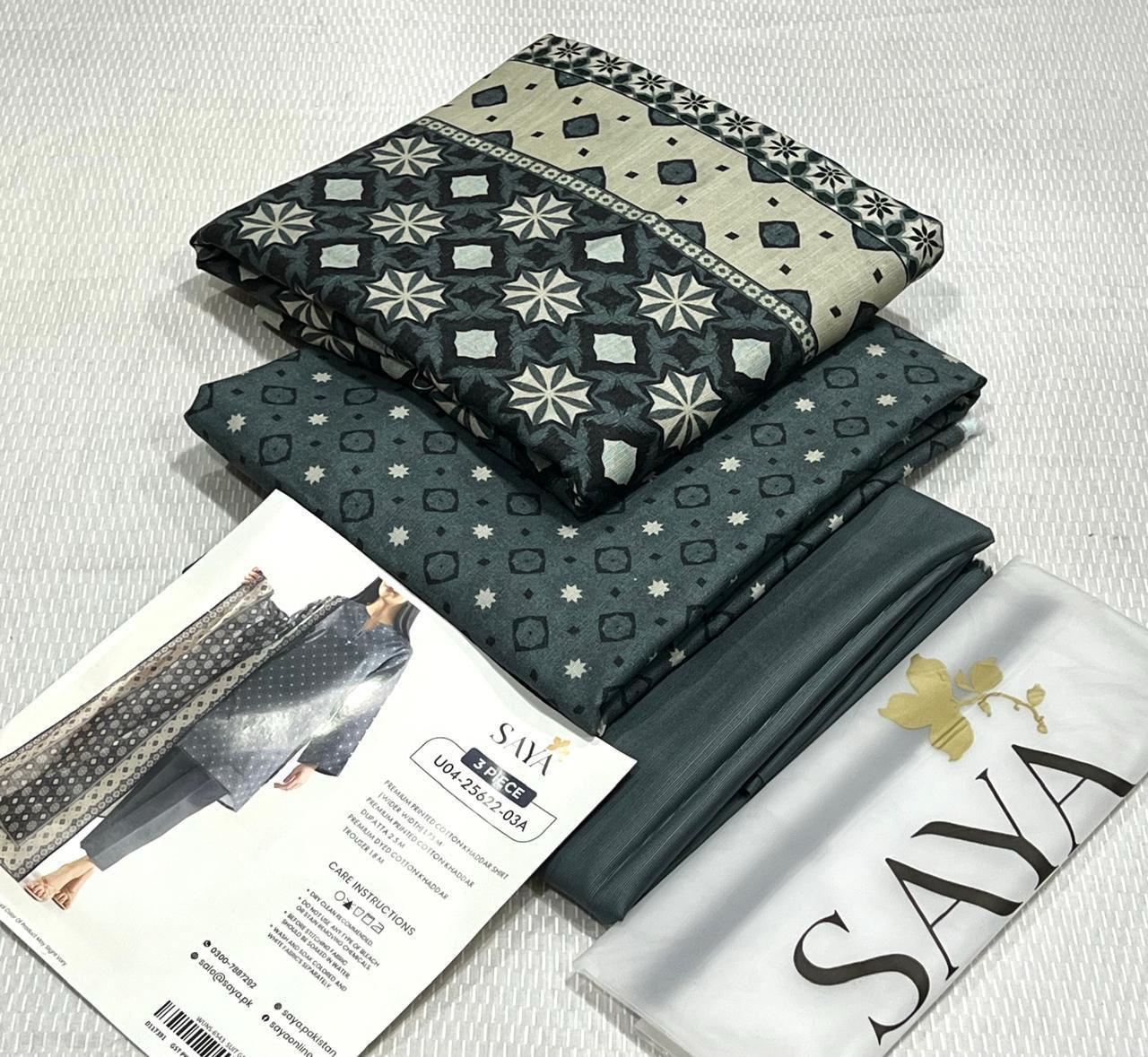 SAYA Printed Khaddar 3Piece D-03A