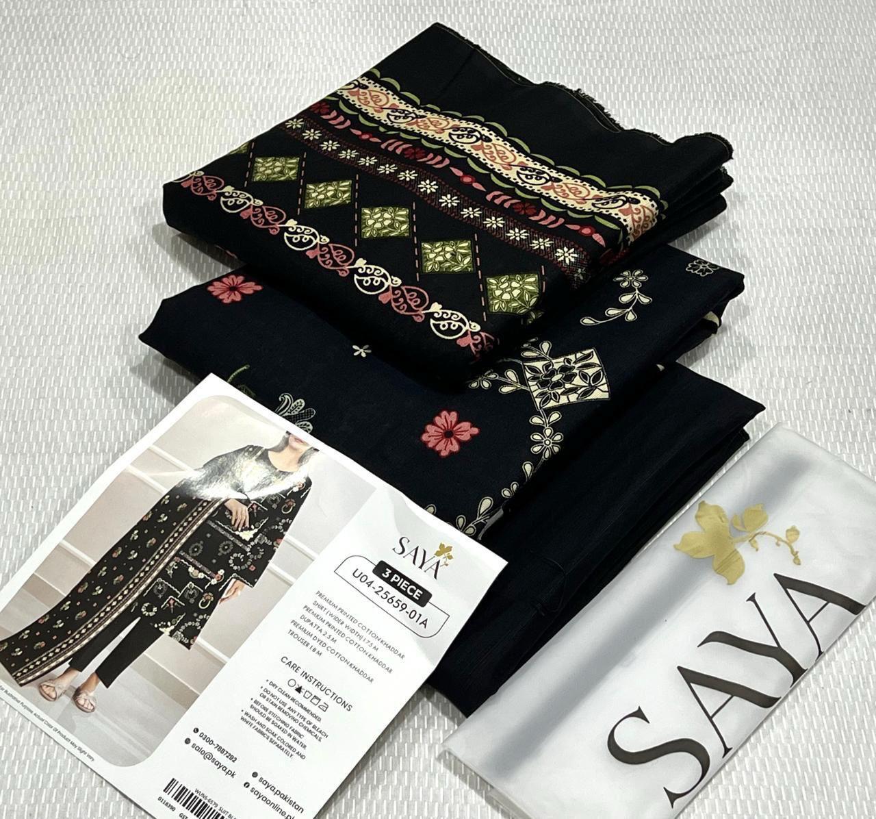 SAYA Printed Khaddar 3Piece D-01A