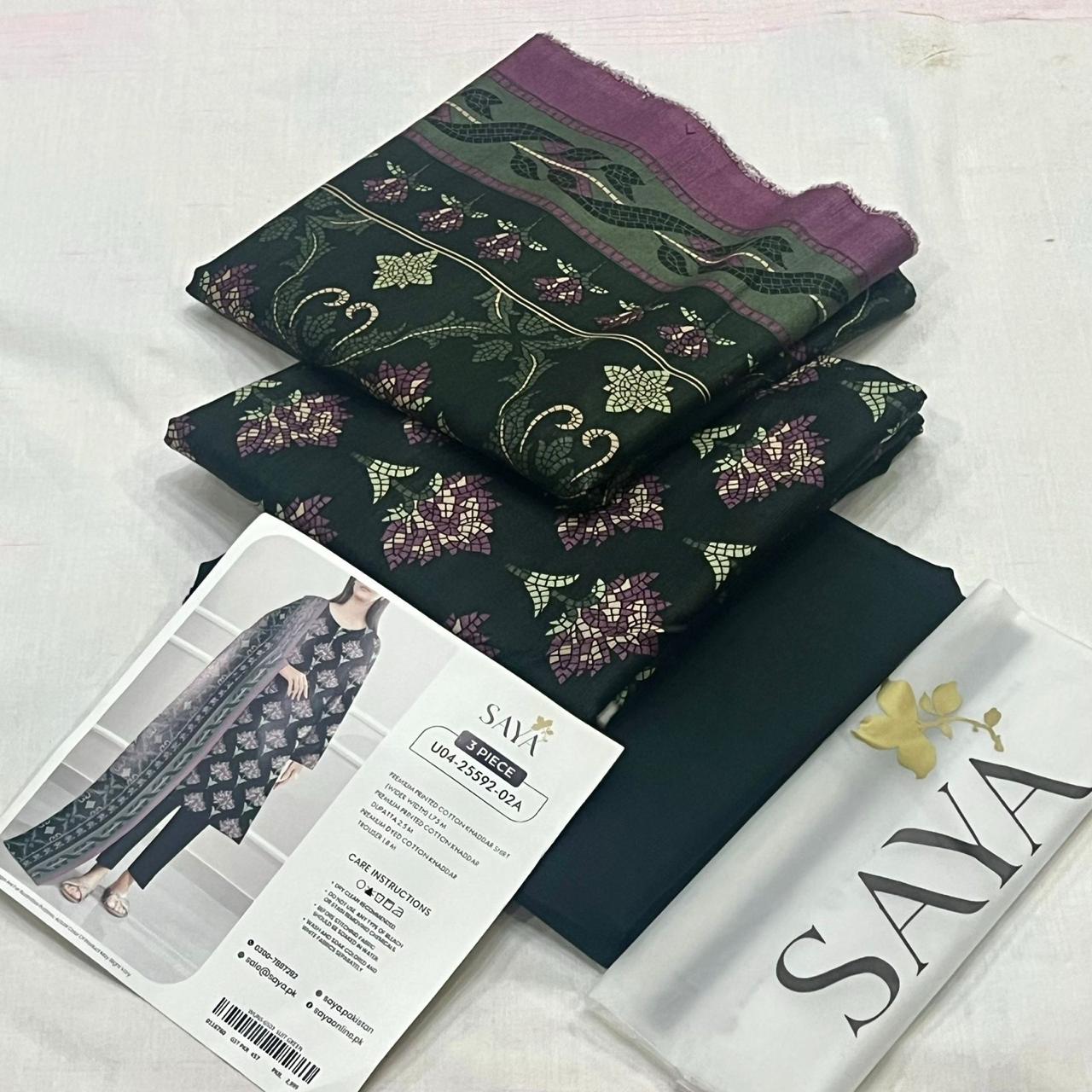 SAYA Printed Khaddar 3Piece D-02A