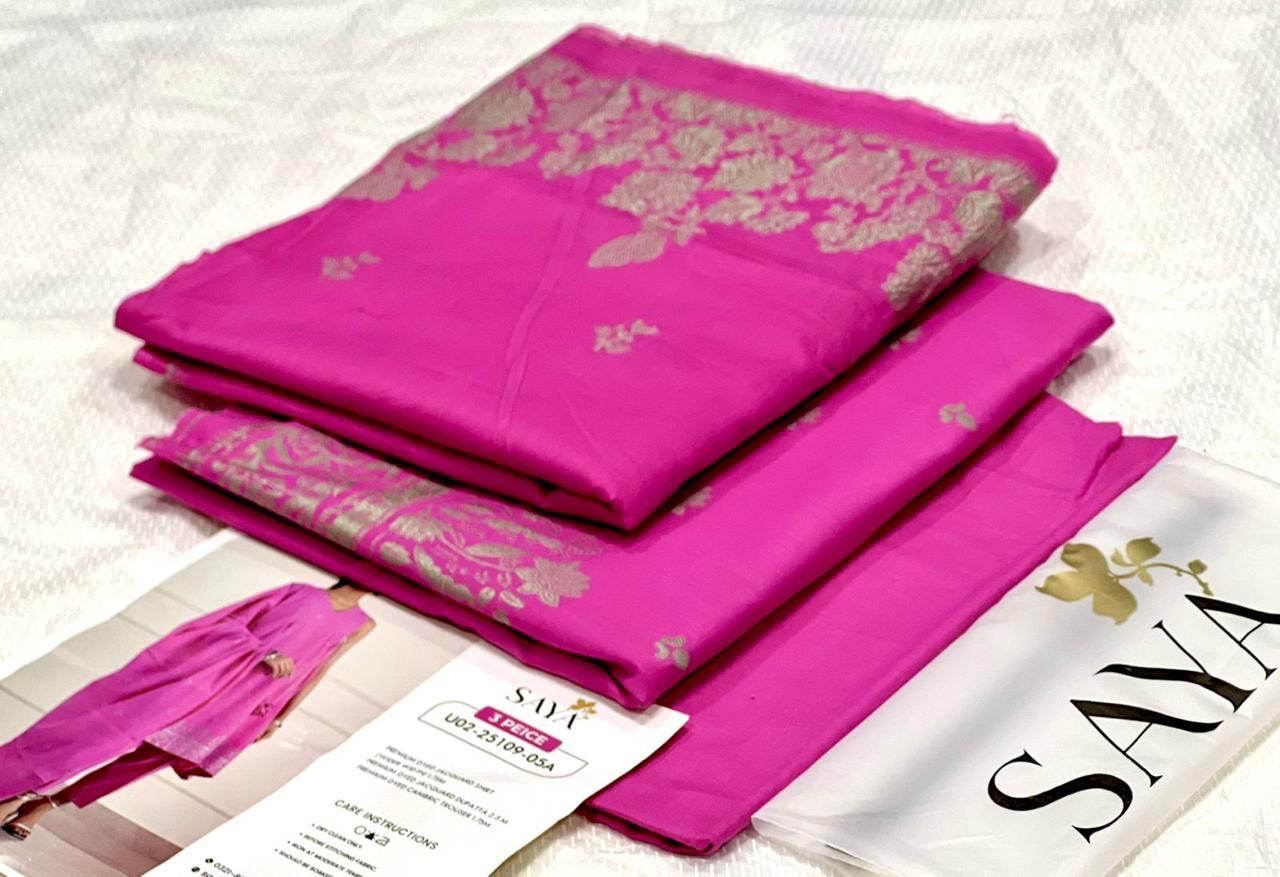 Saya Jacquard Cotton Unstitched 3 Piece D-002