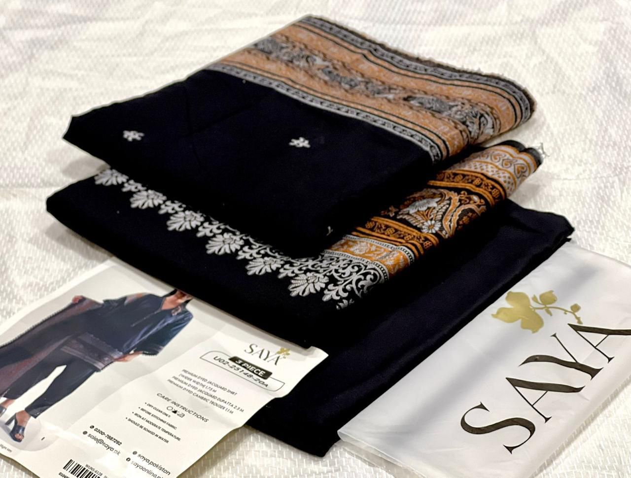 Saya Jacquard Cotton Unstitched 3 Piece D-003