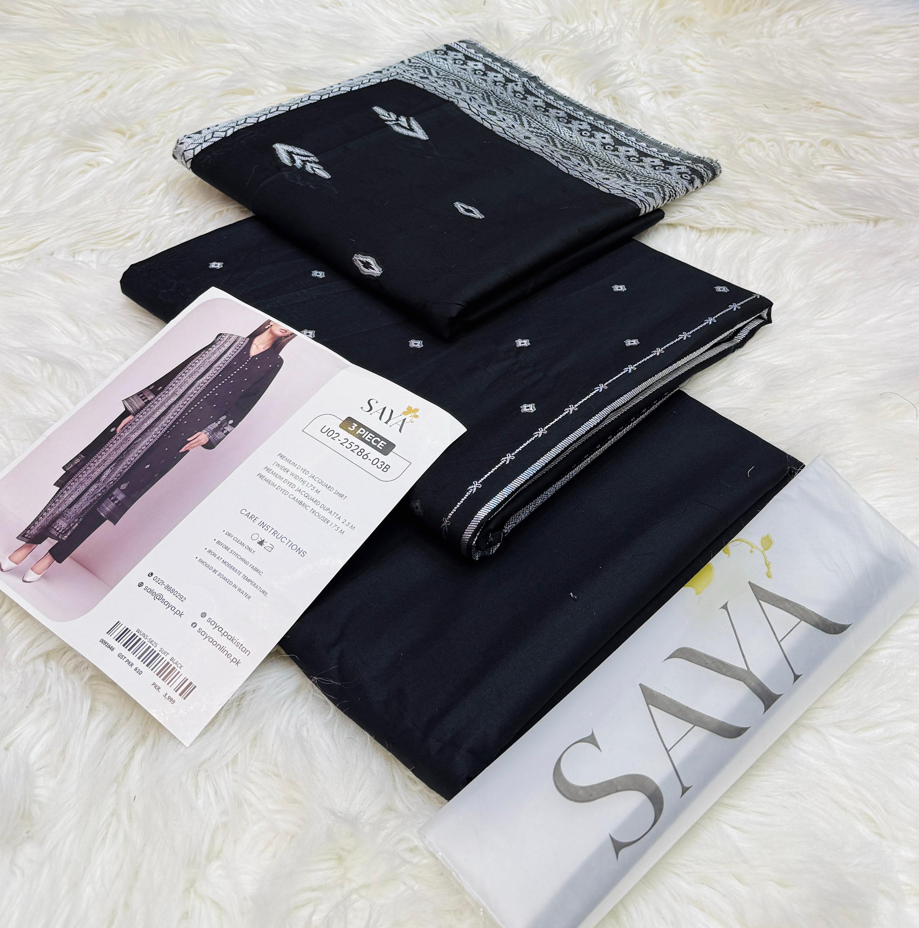 Saya Jacquard Cotton Unstitched 3 Piece D-005