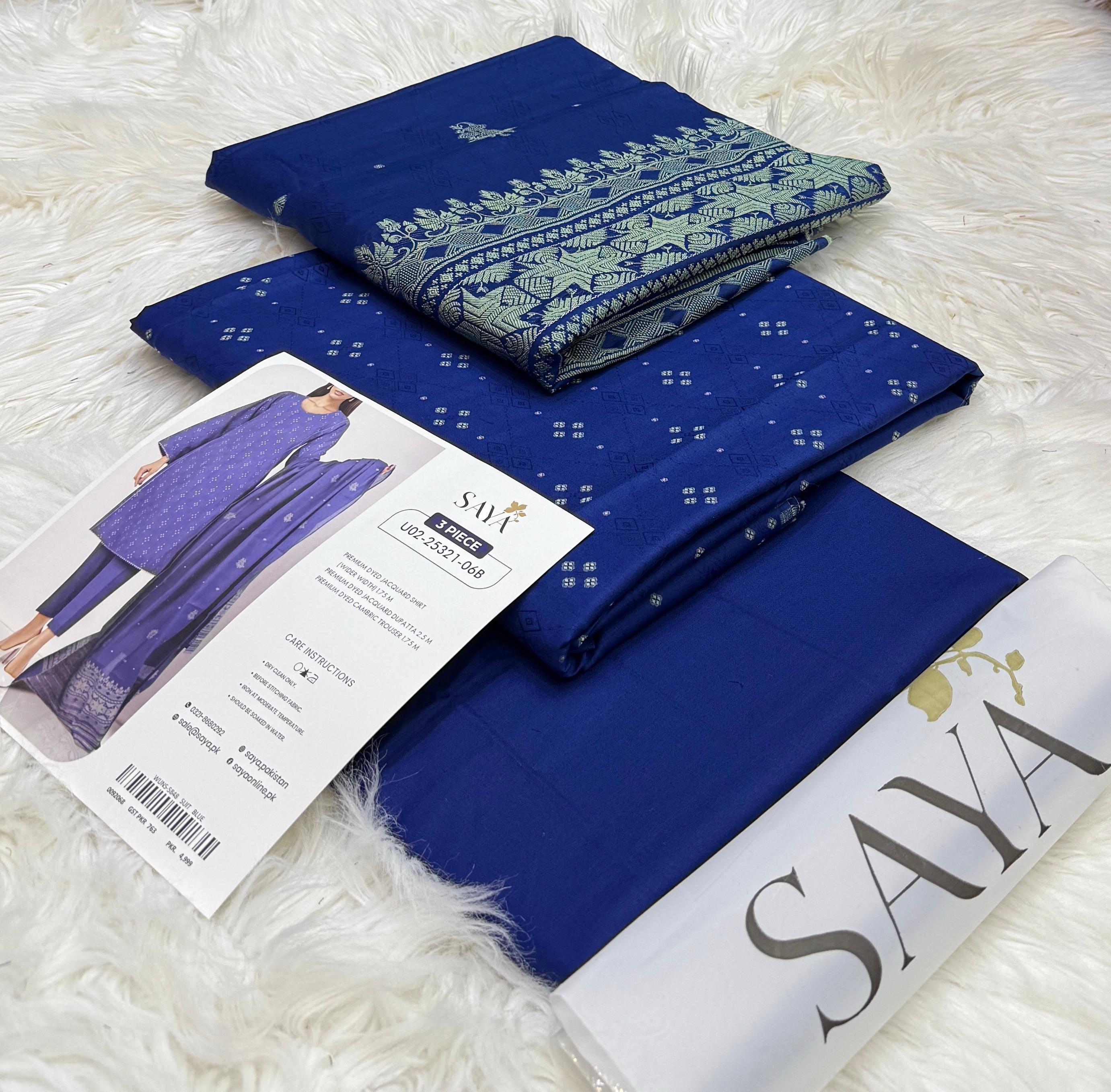 Saya Jacquard Cotton Unstitched 3 Piece D-007