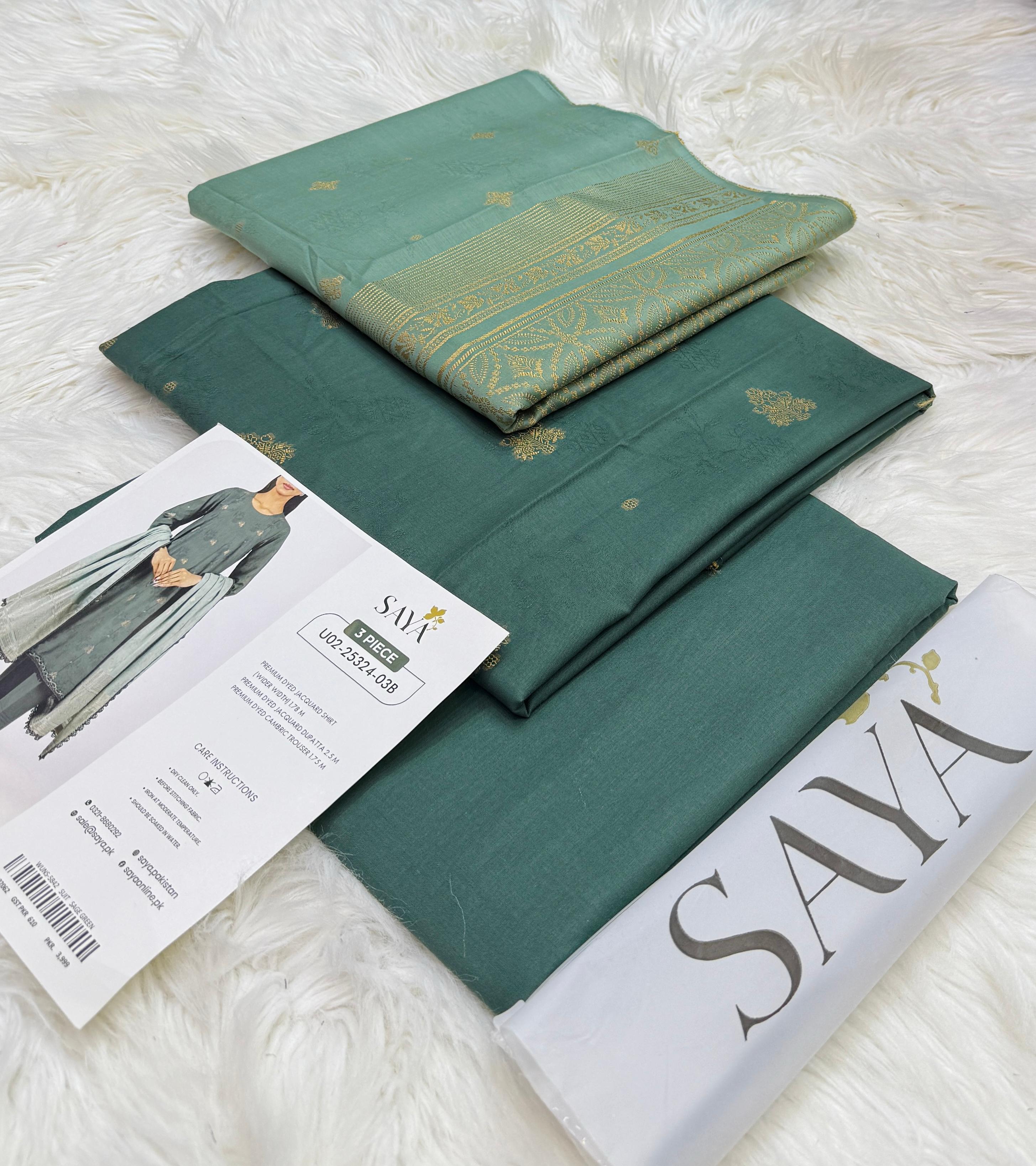 Saya Jacquard Cotton Unstitched 3 Piece D-008