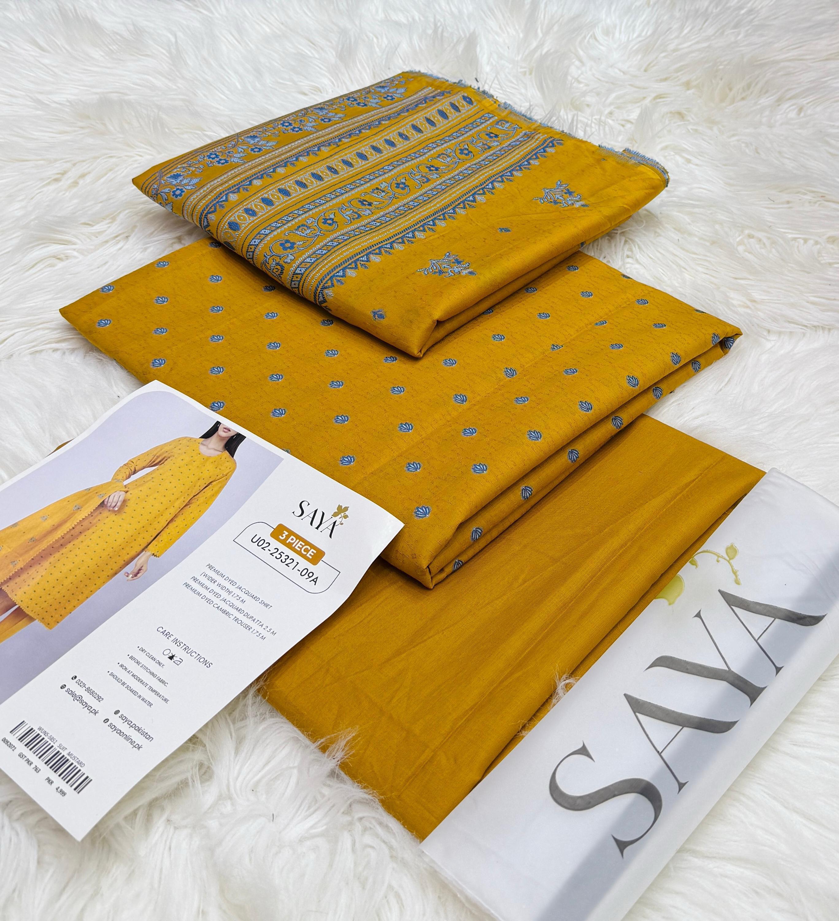 Saya Jacquard Cotton Unstitched 3 Piece D-009