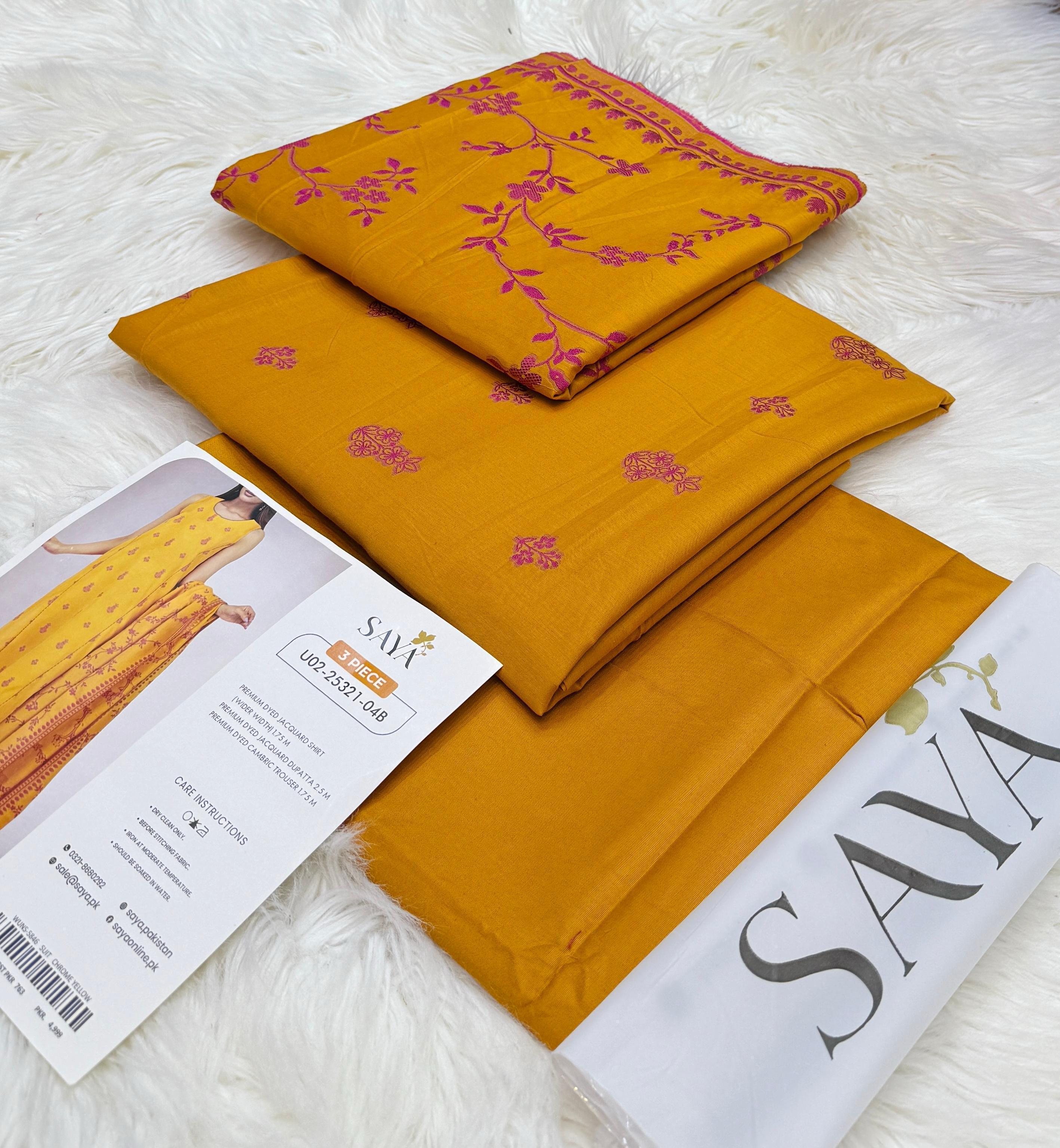Saya Jacquard Cotton Unstitched 3 Piece D-010