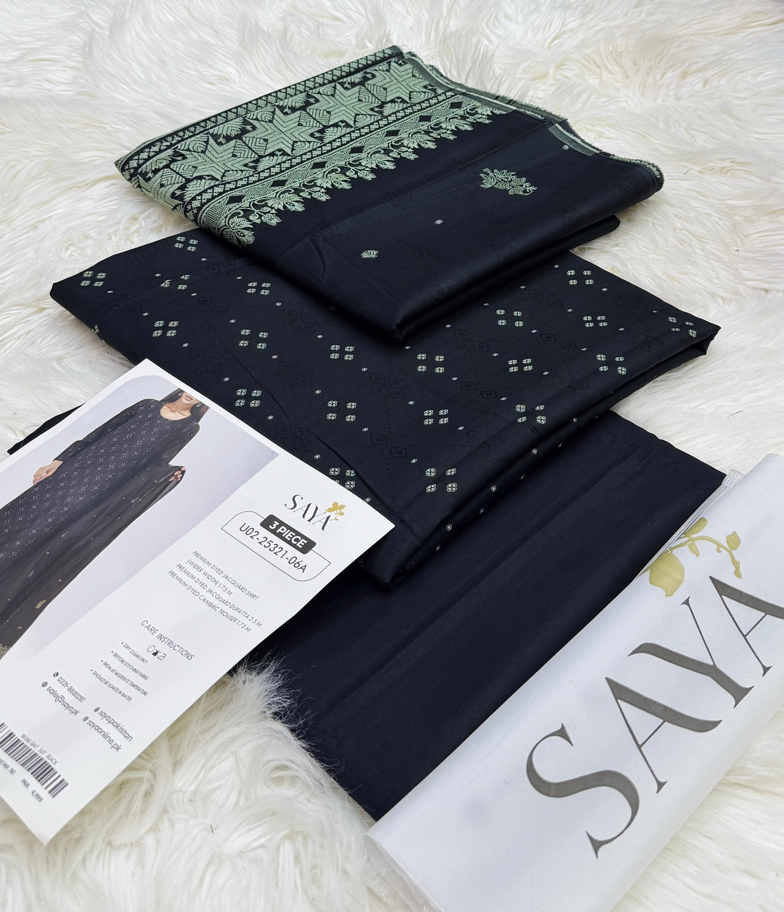 Saya Jacquard Cotton Unstitched 3 Piece D-012