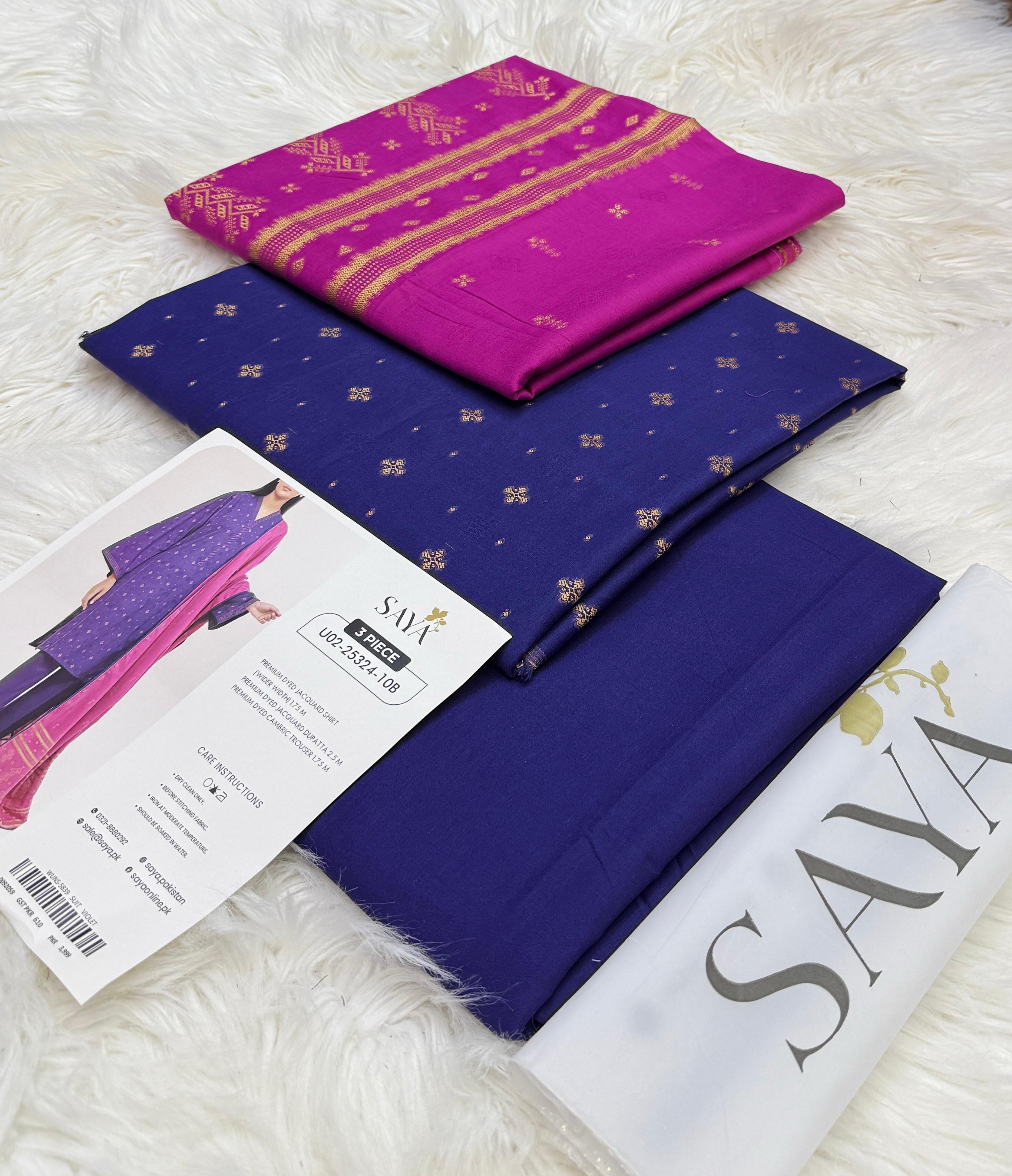 Saya Jacquard Cotton Unstitched 3 Piece D-013