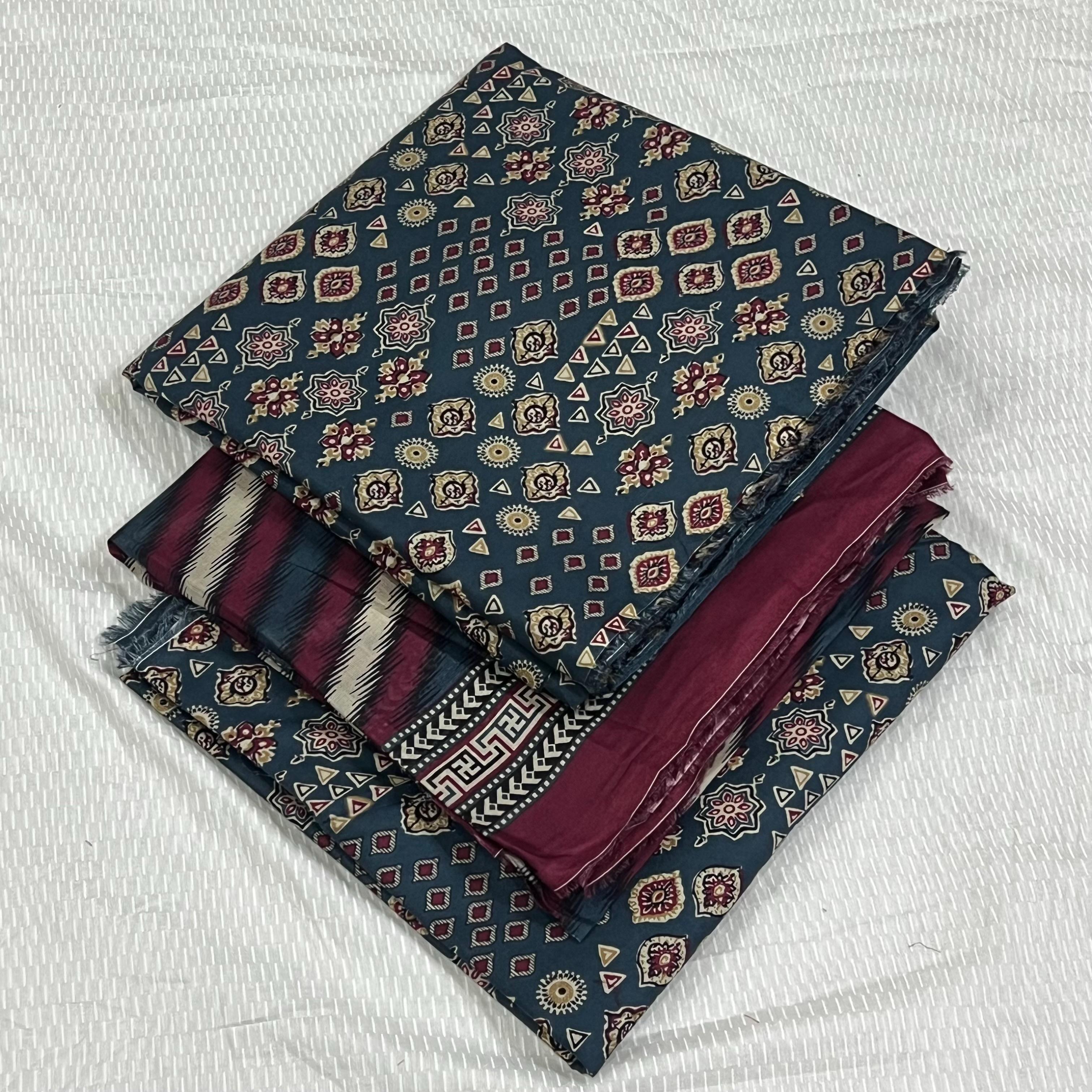 Bin Saeed Printed Lawn Unstitched 3Piece D-001