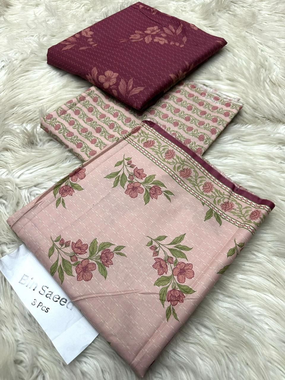 Bin Saeed Printed Lawn Unstitched 3Piece D-004