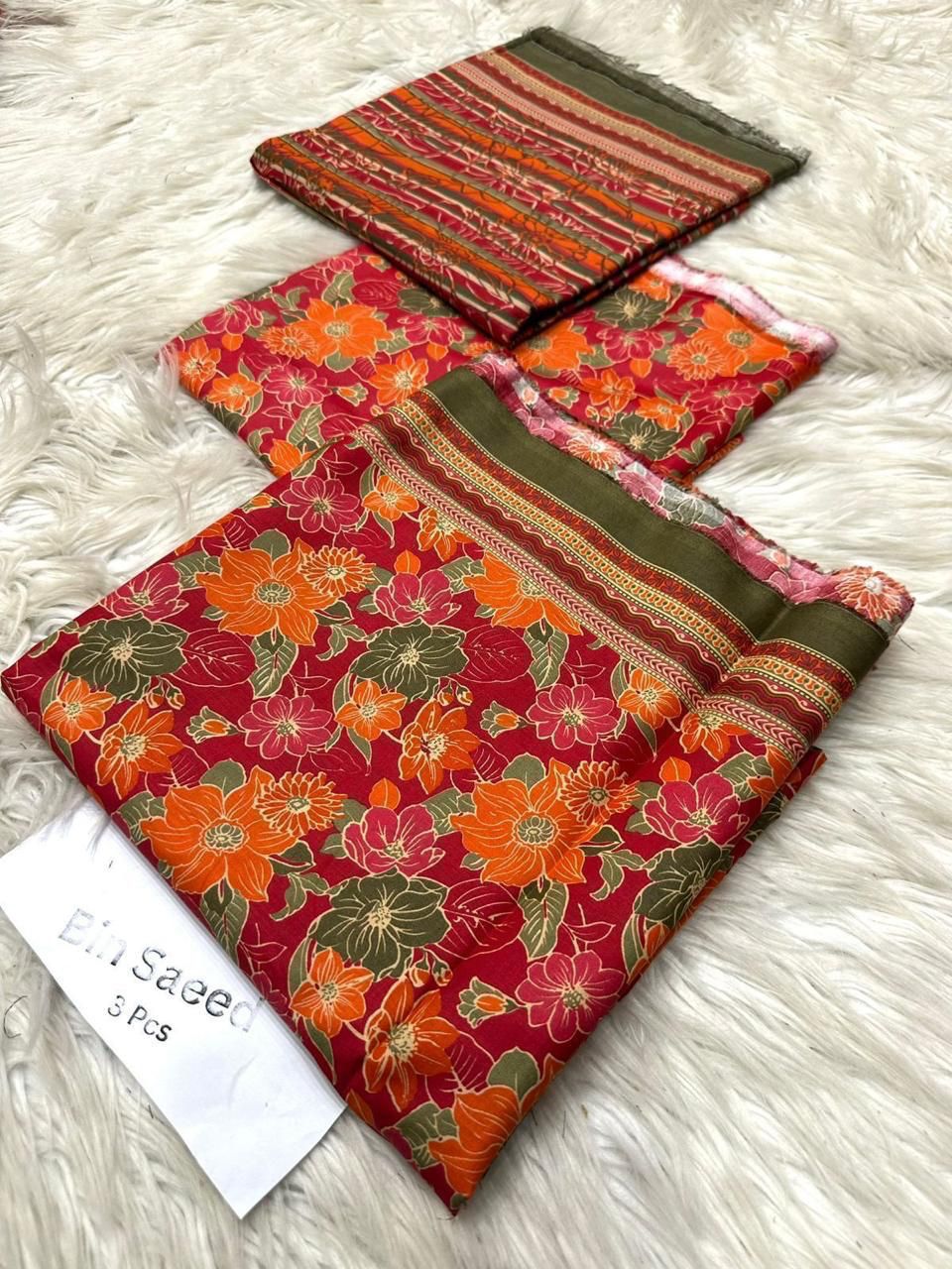 Bin Saeed Printed Lawn Unstitched 3Piece D-006