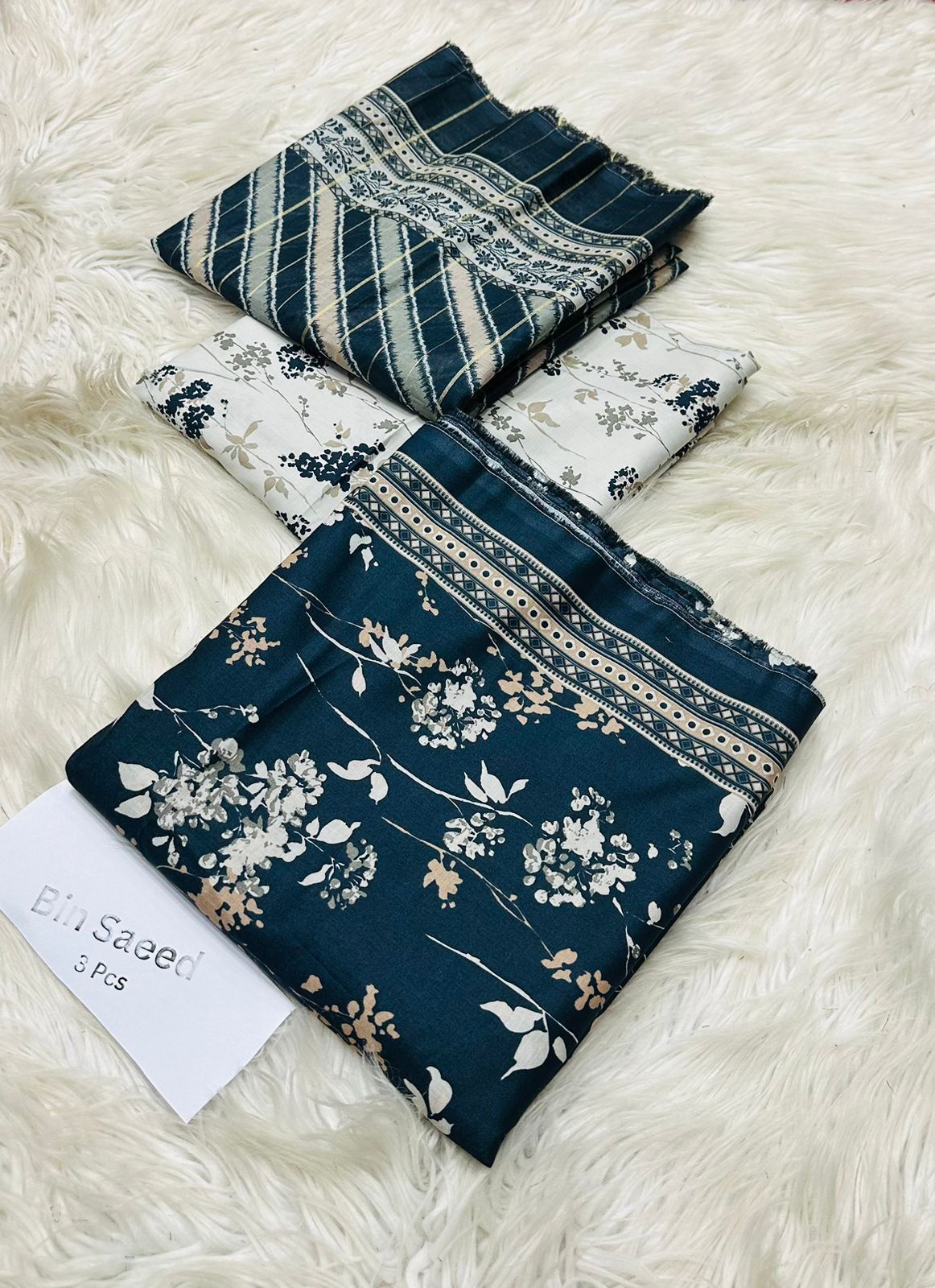 Bin Saeed Printed Lawn Unstitched 3Piece D-014