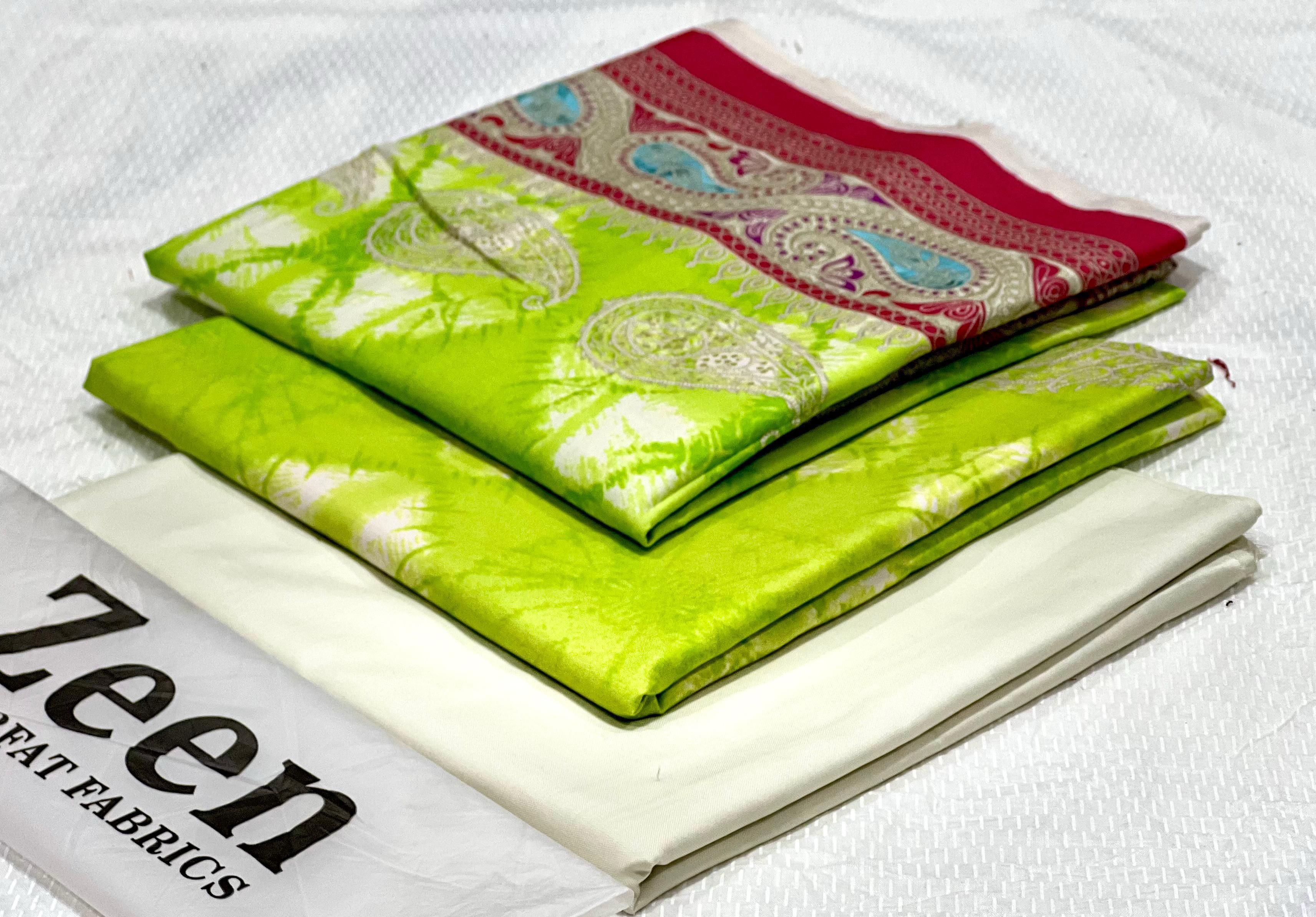Zeen Printed Doria Linen Unstitched 3Piece D-002