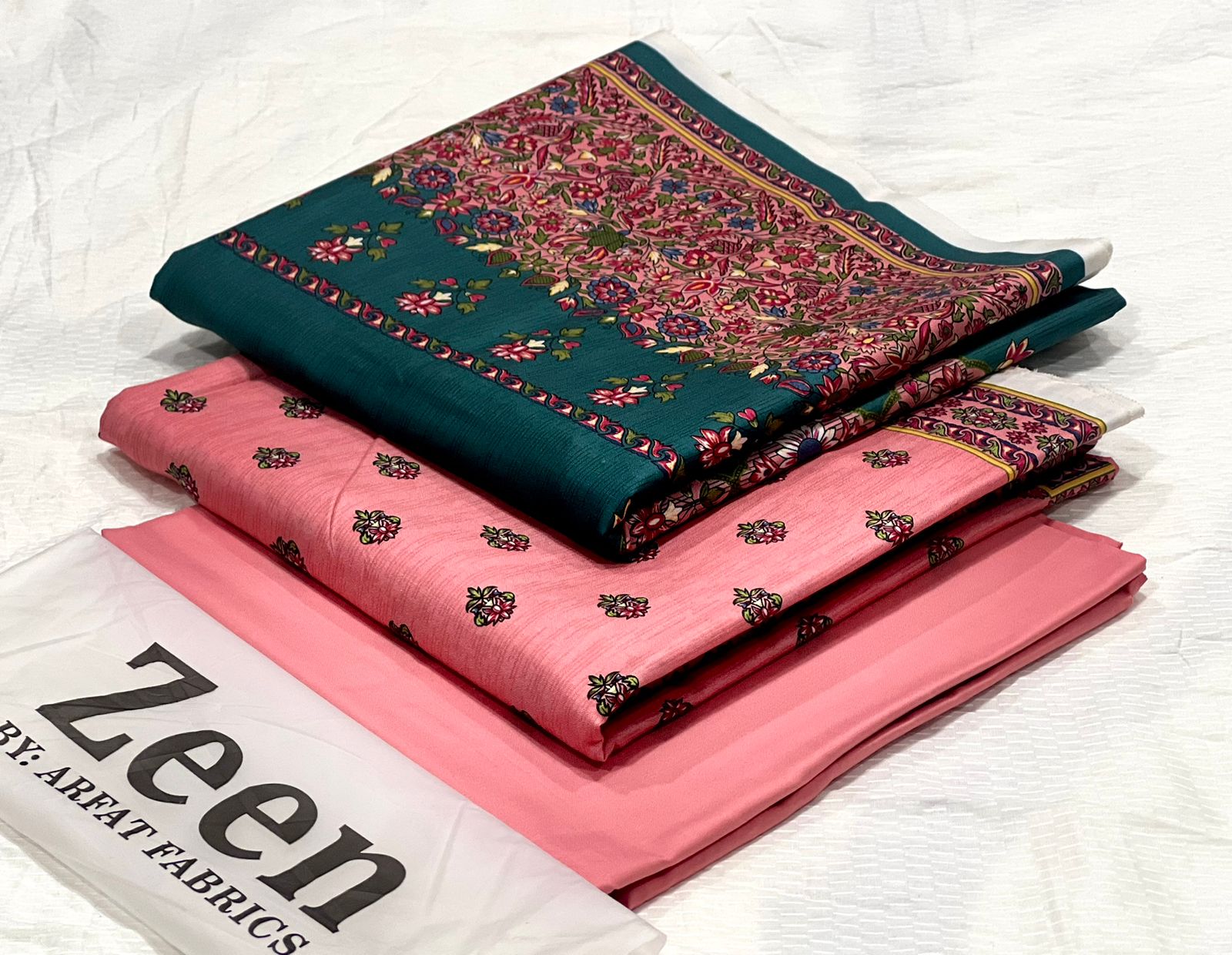 Zeen Printed Doria Linen Unstitched 3Piece D-018