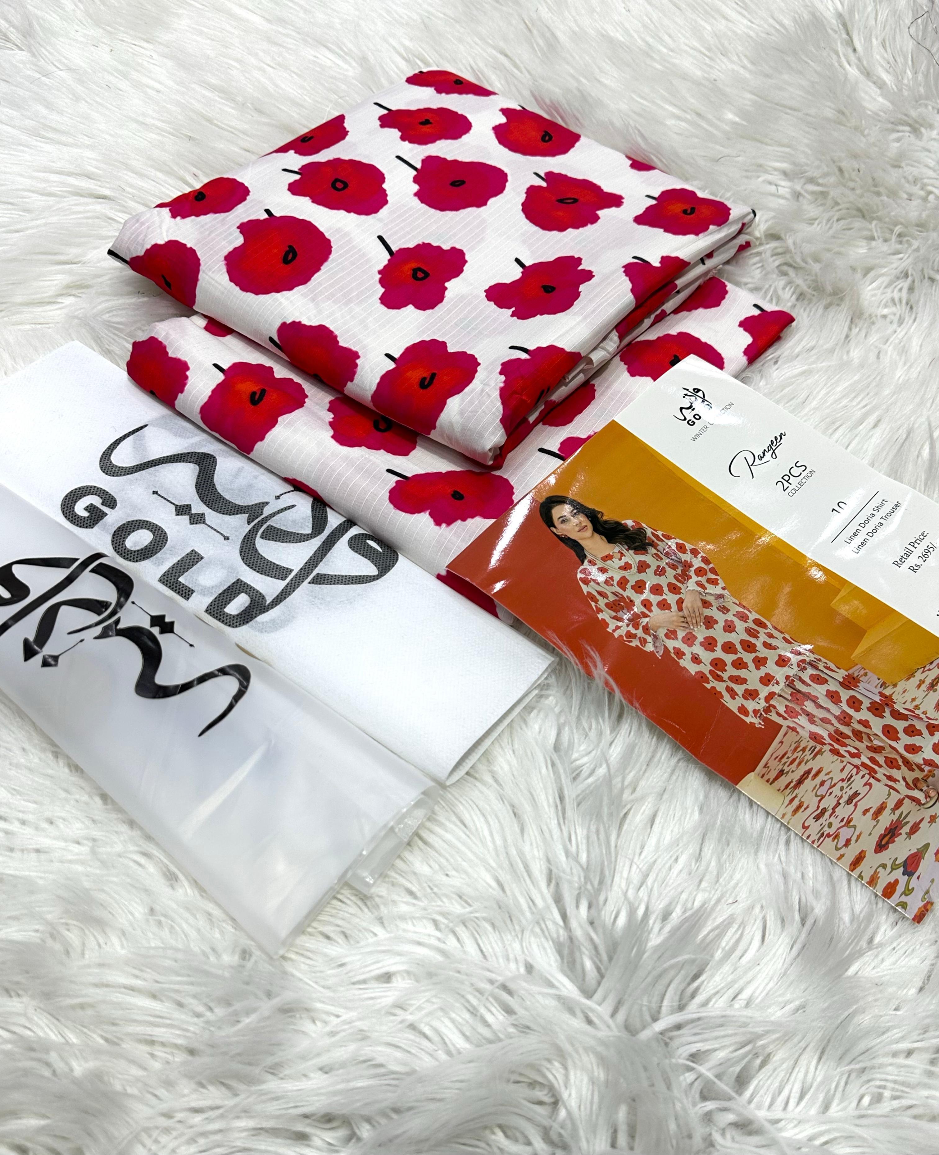 Waniya Linen Printed Unstitched 2Piece D-001