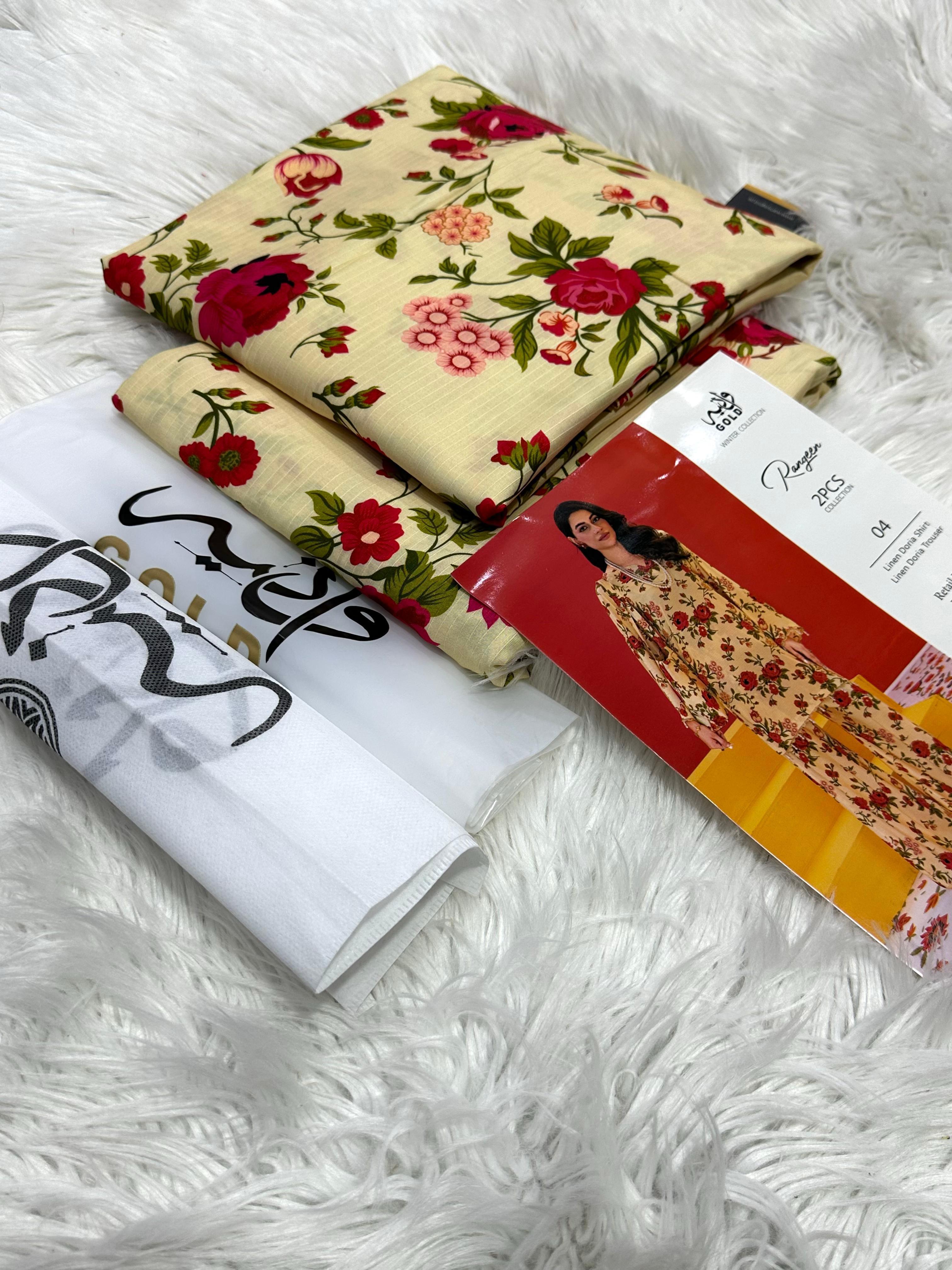 Waniya Linen Printed Unstitched 2Piece D-002