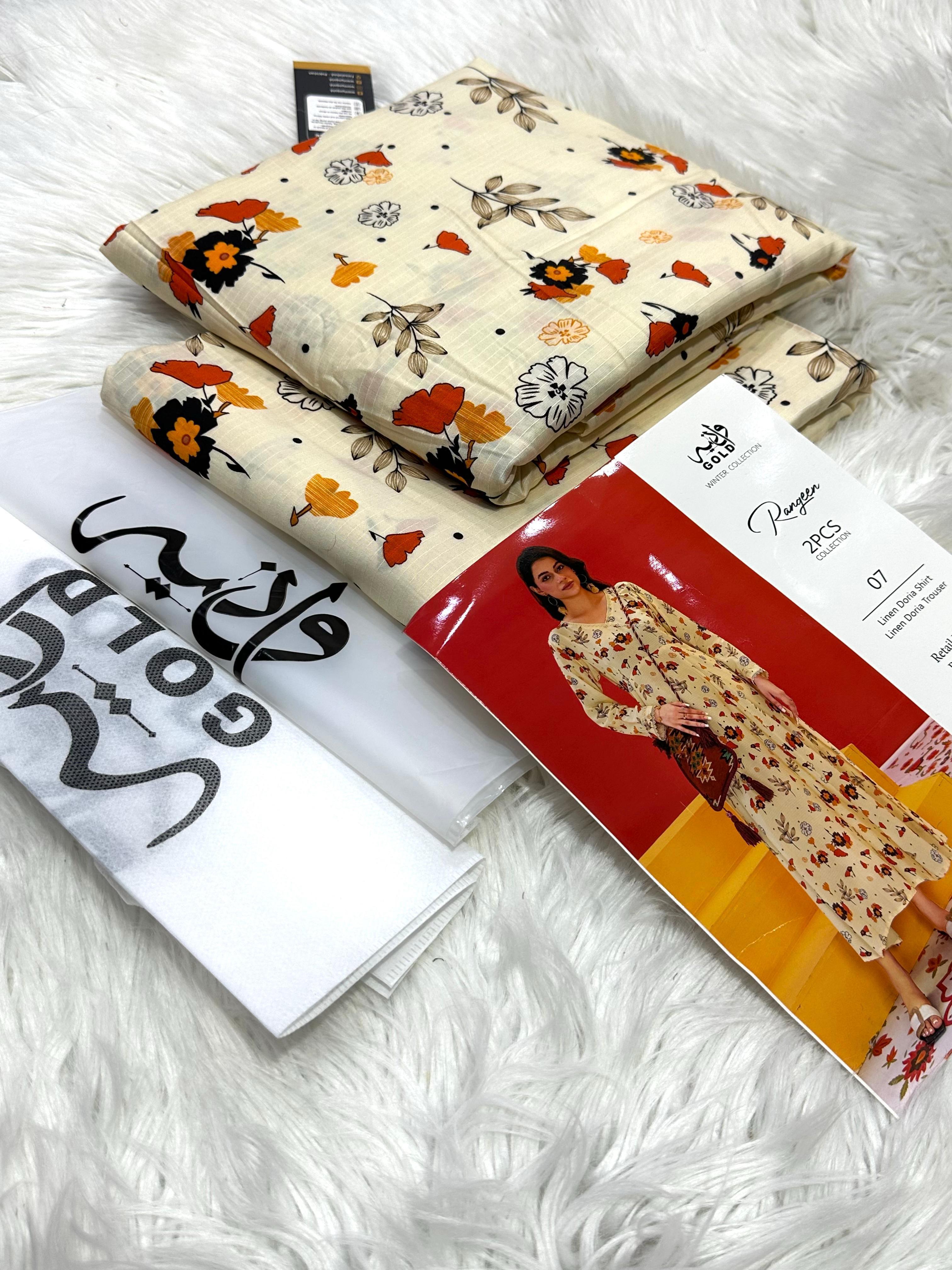 Waniya Linen Printed Unstitched 2Piece D-004