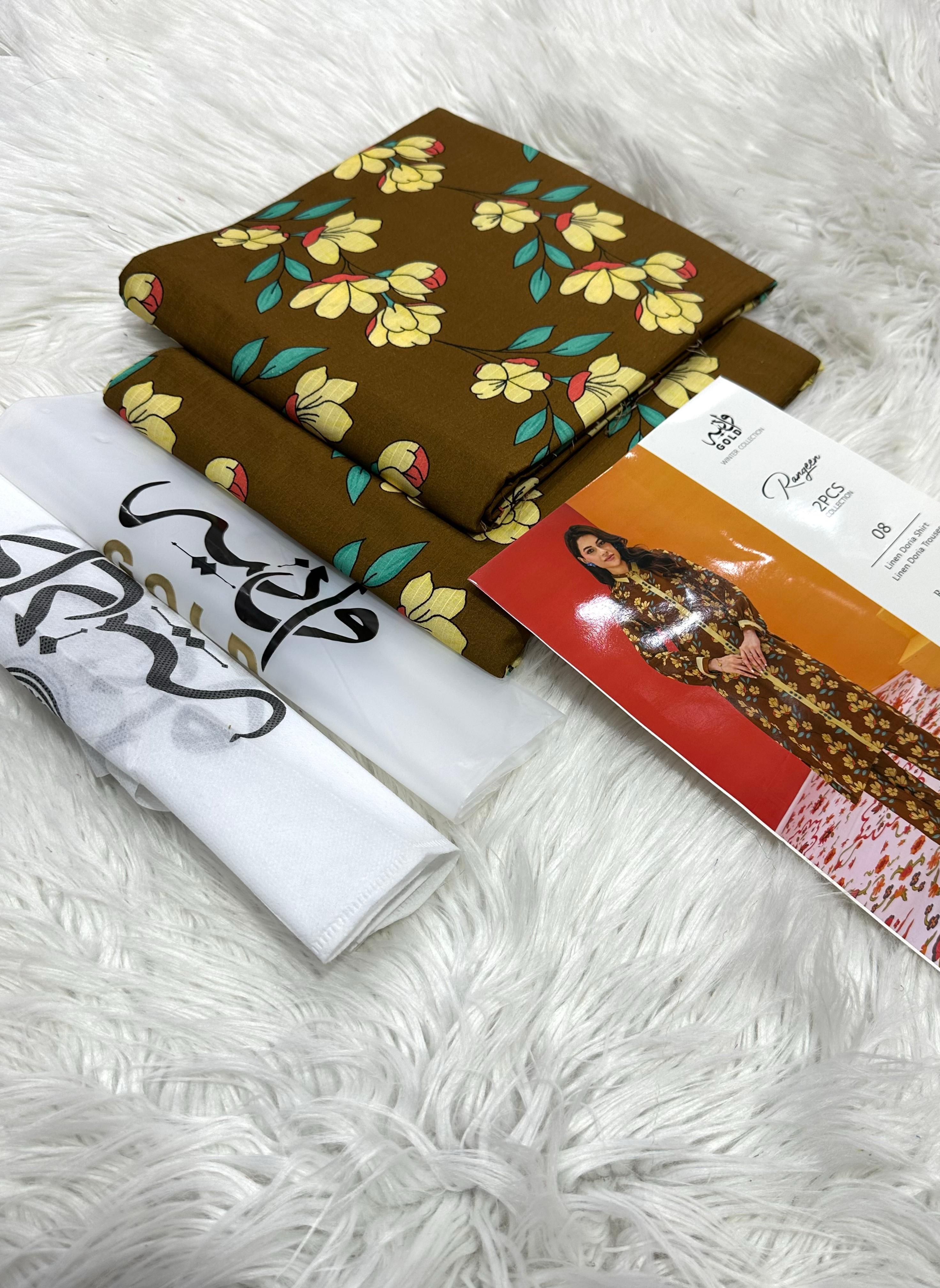 Waniya Linen Printed Unstitched 2Piece D-008
