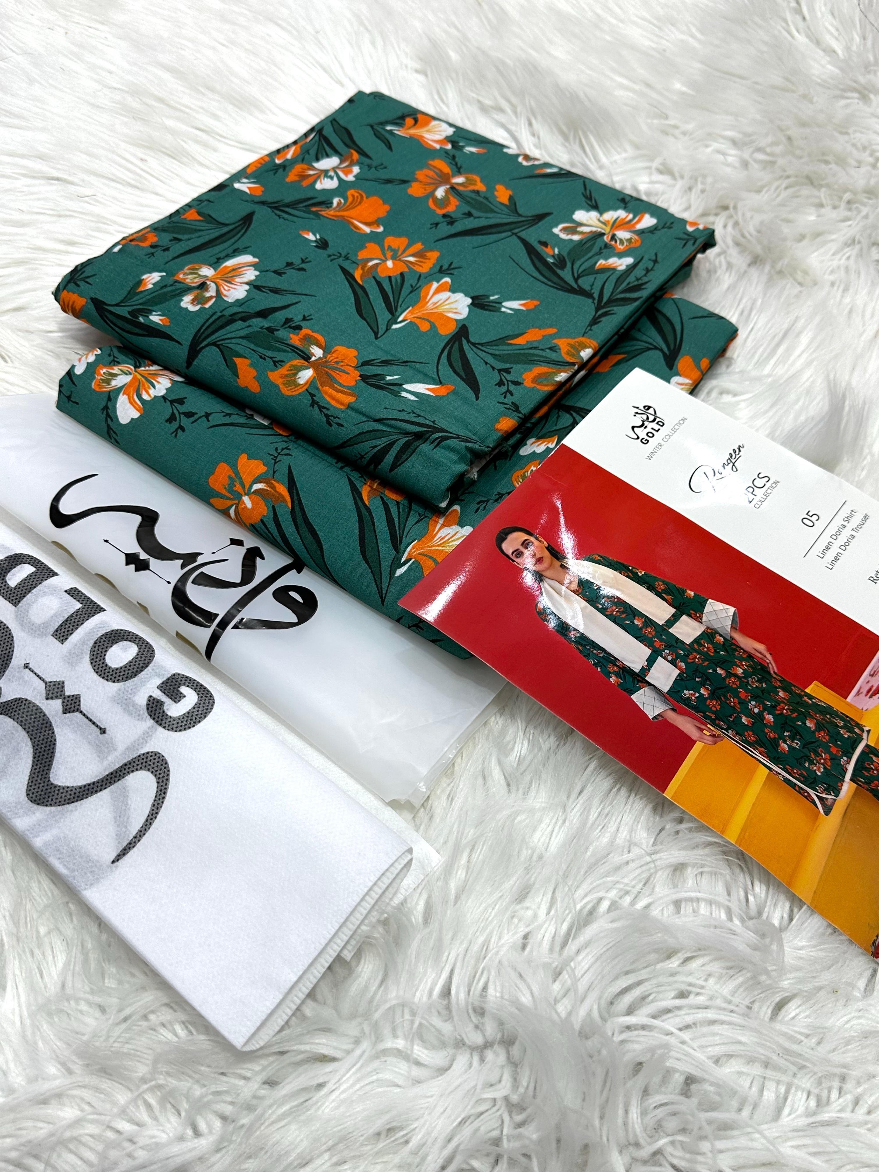 Waniya Linen Printed Unstitched 2Piece D-009