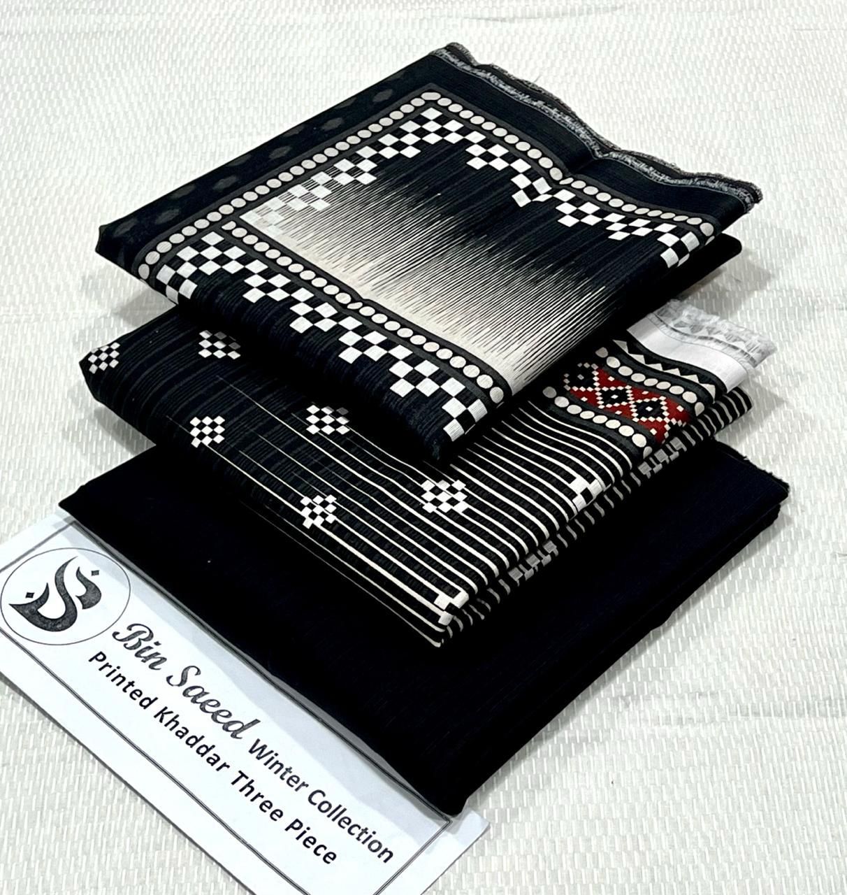 Bin Saeed Khaddar Printed Unstitched 3Piece D-004