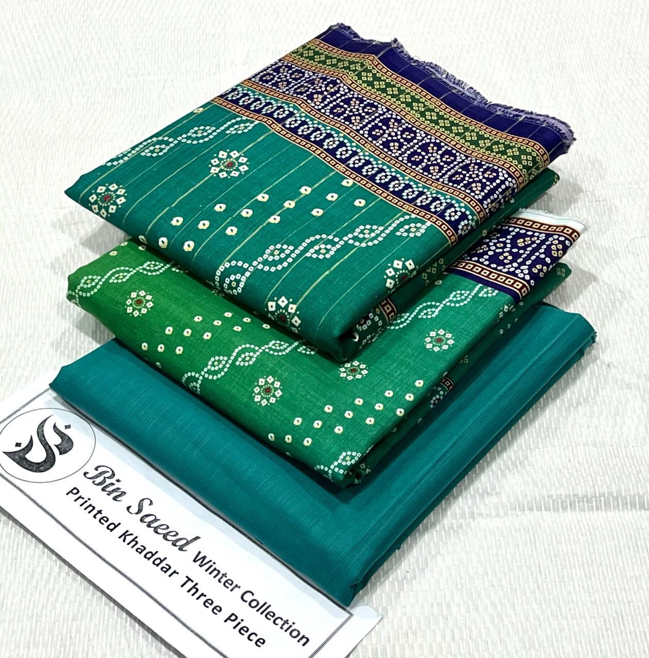 Bin Saeed Khaddar Printed Unstitched 3Piece D-006
