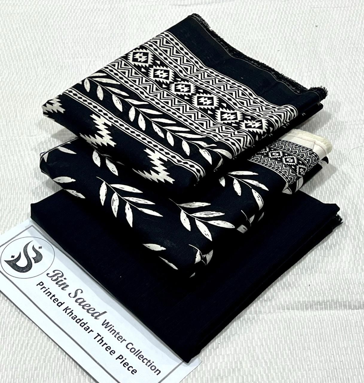 Bin Saeed Khaddar Printed Unstitched 3Piece D-007