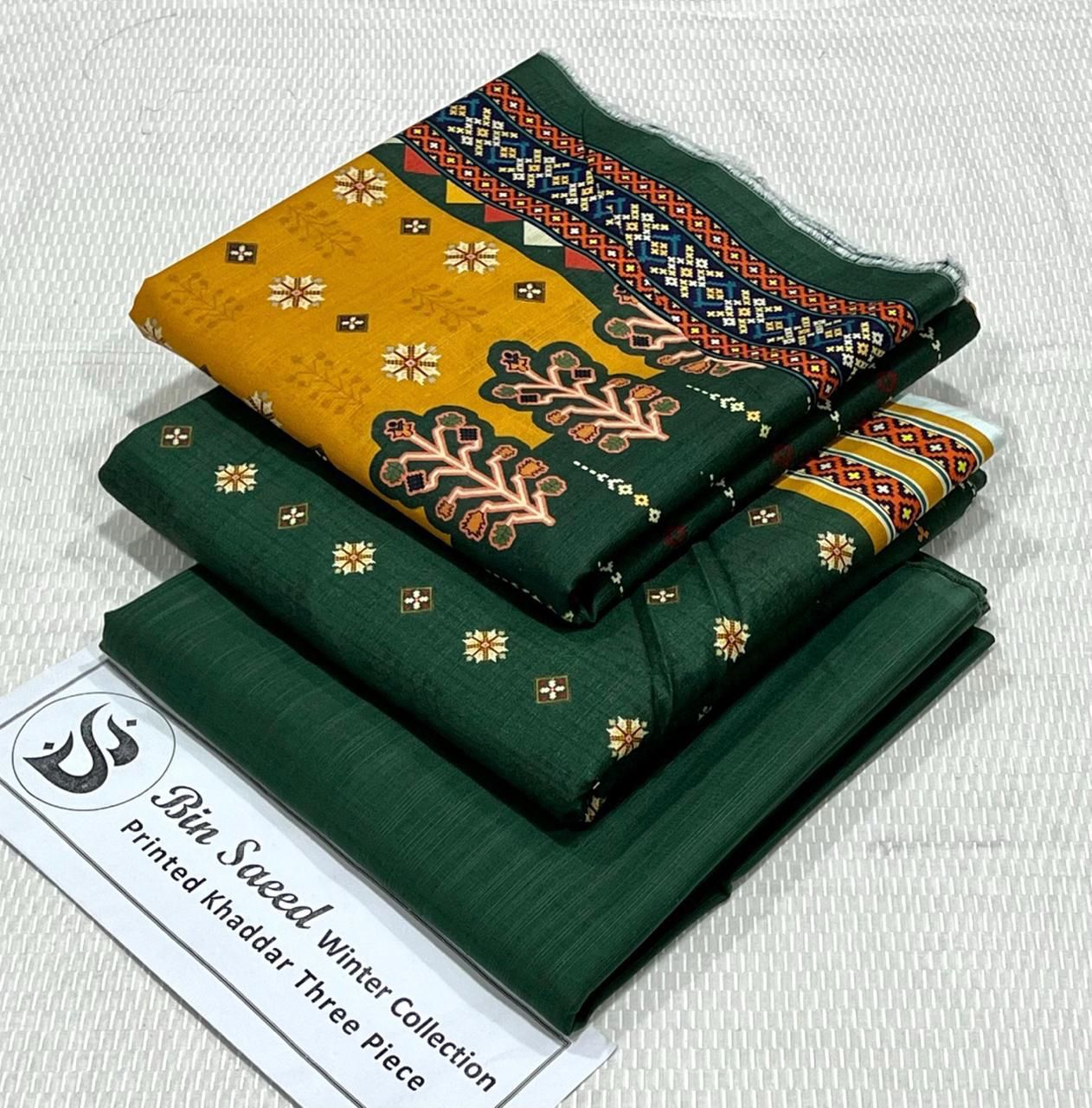 Bin Saeed Khaddar Printed Unstitched 3Piece D-010