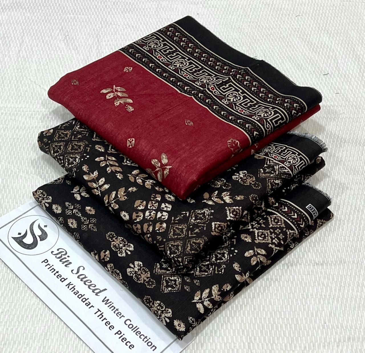 Bin Saeed Khaddar Printed Unstitched 3Piece D-011