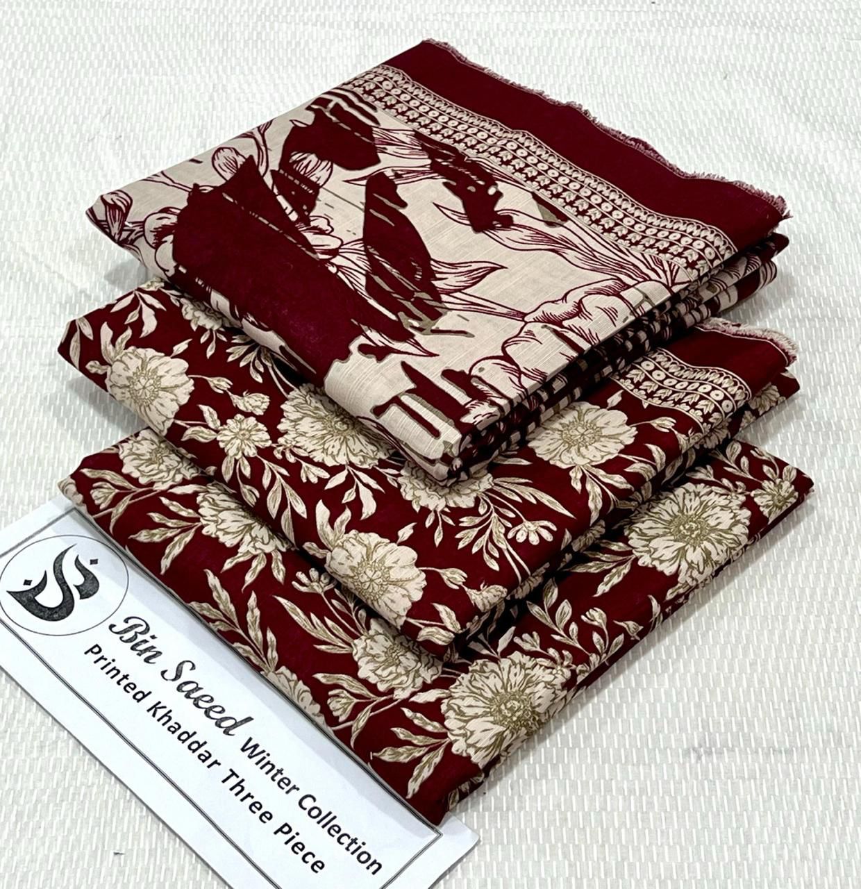 Bin Saeed Khaddar Printed Unstitched 3Piece D-015