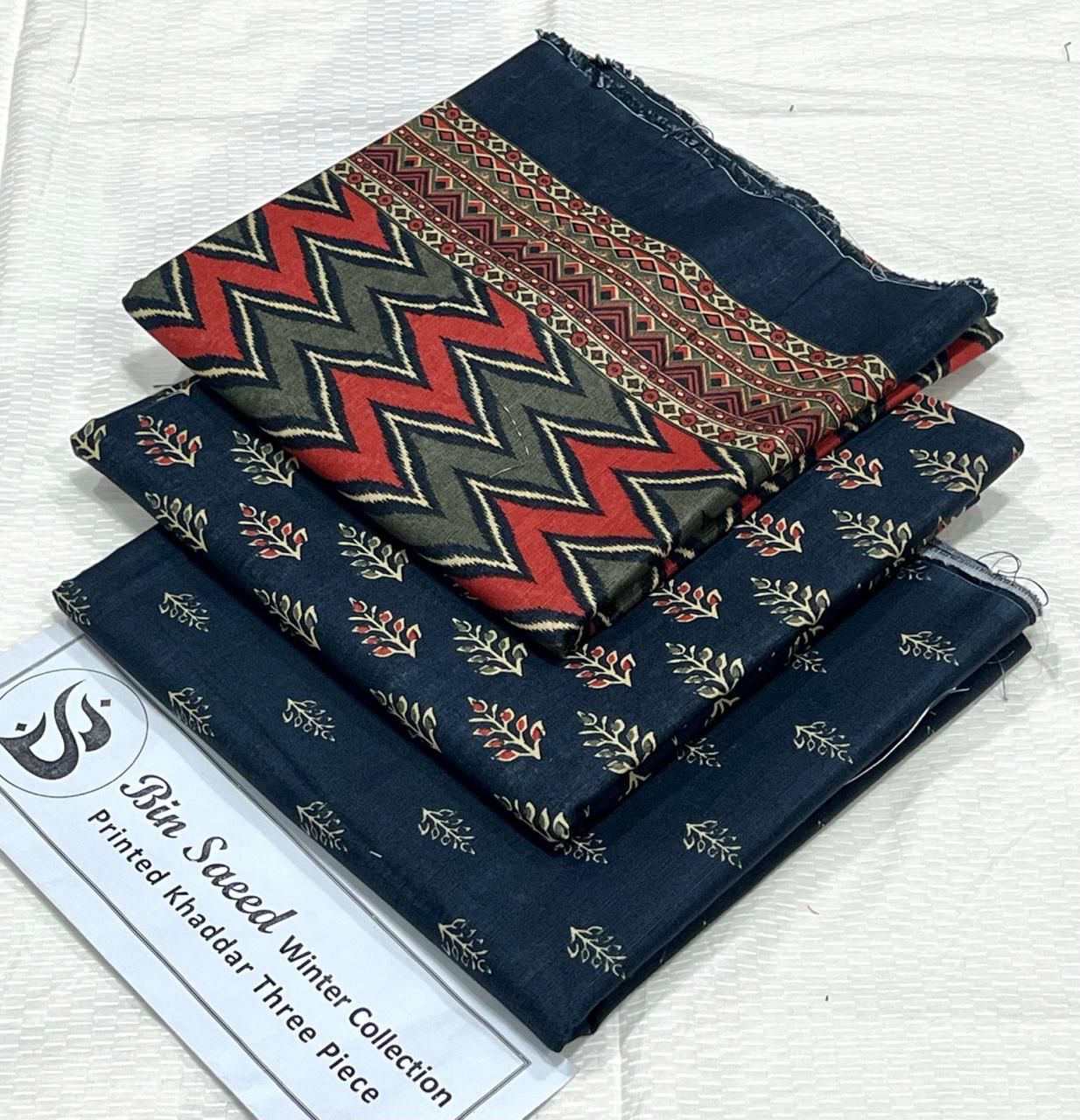 Bin Saeed Khaddar Printed Unstitched 3Piece D-017