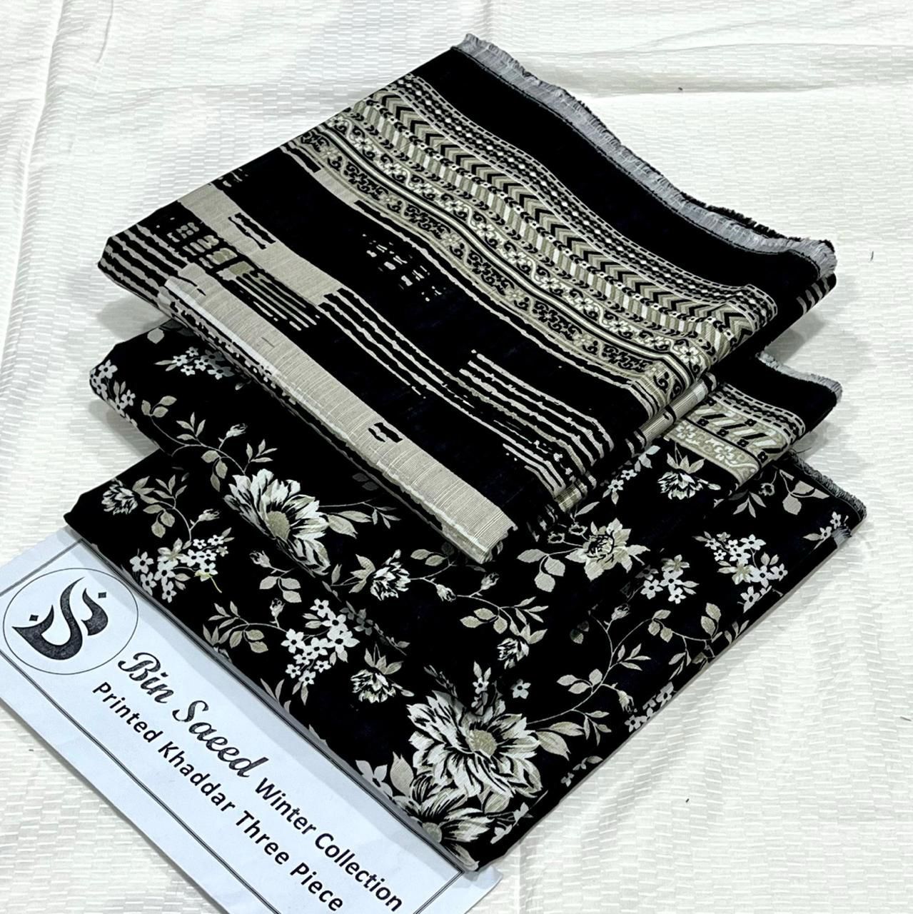Bin Saeed Khaddar Printed Unstitched 3Piece D-018