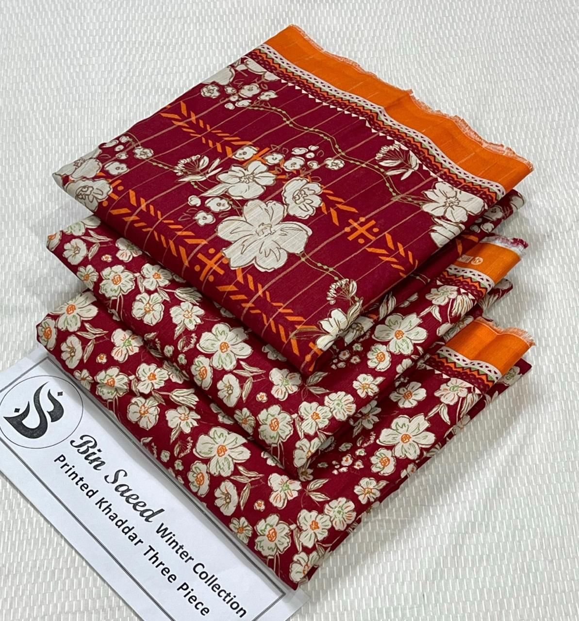 Bin Saeed Khaddar Printed Unstitched 3Piece D-020