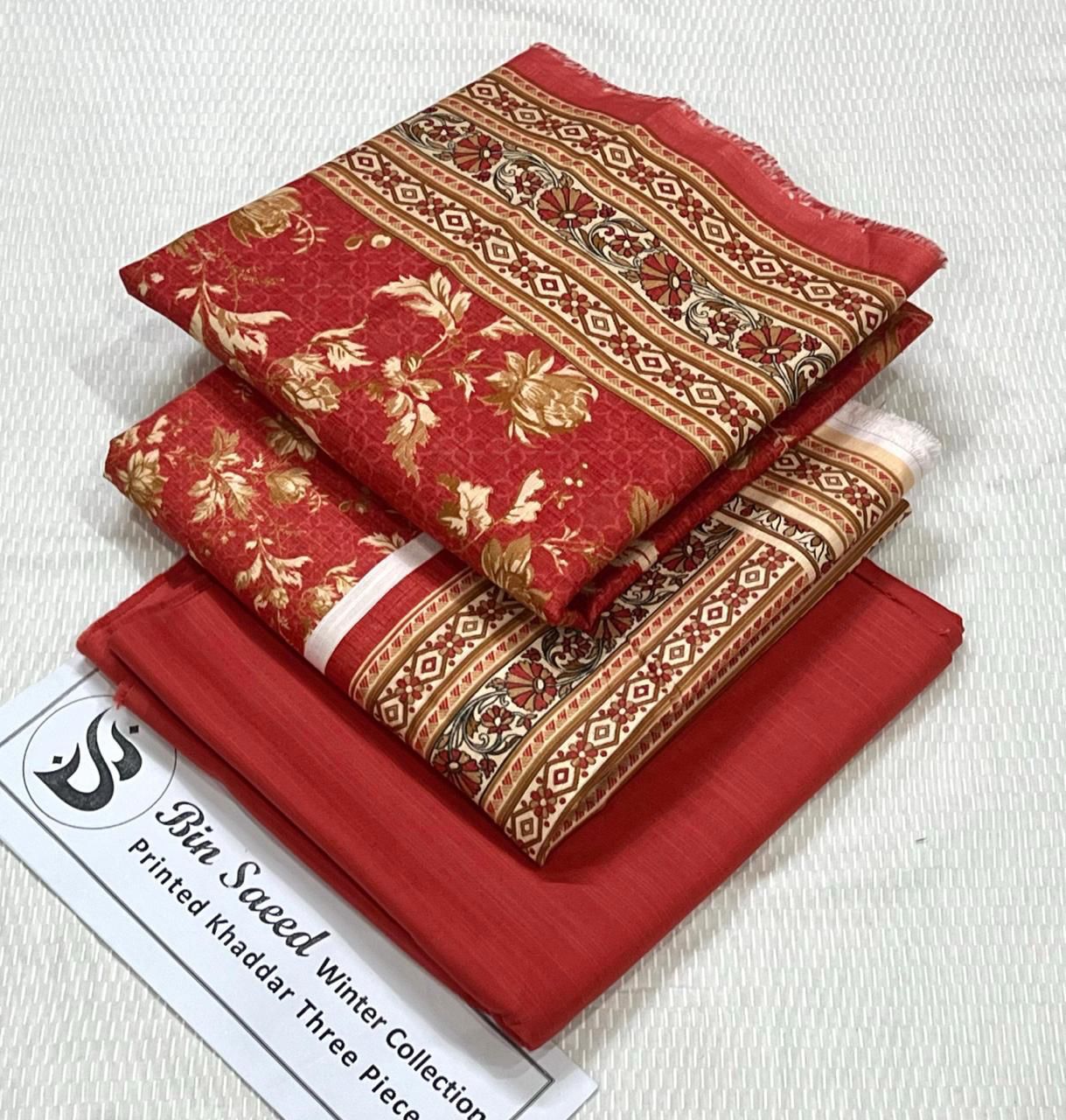 Bin Saeed Khaddar Printed Unstitched 3Piece D-022