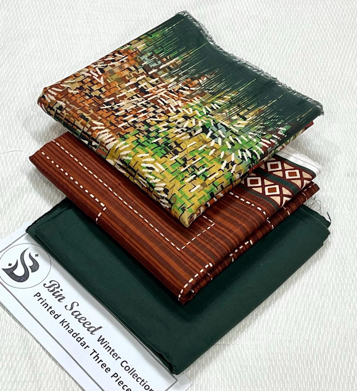 Bin Saeed Khaddar Printed Unstitched 3Piece D-025