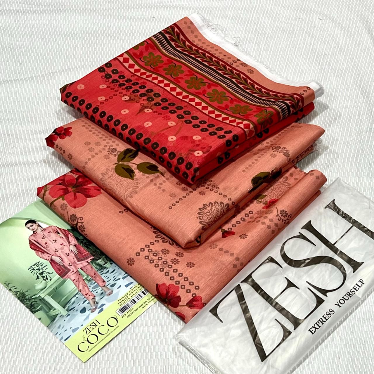 ZESH Printed Khaddar 3Piece D-003