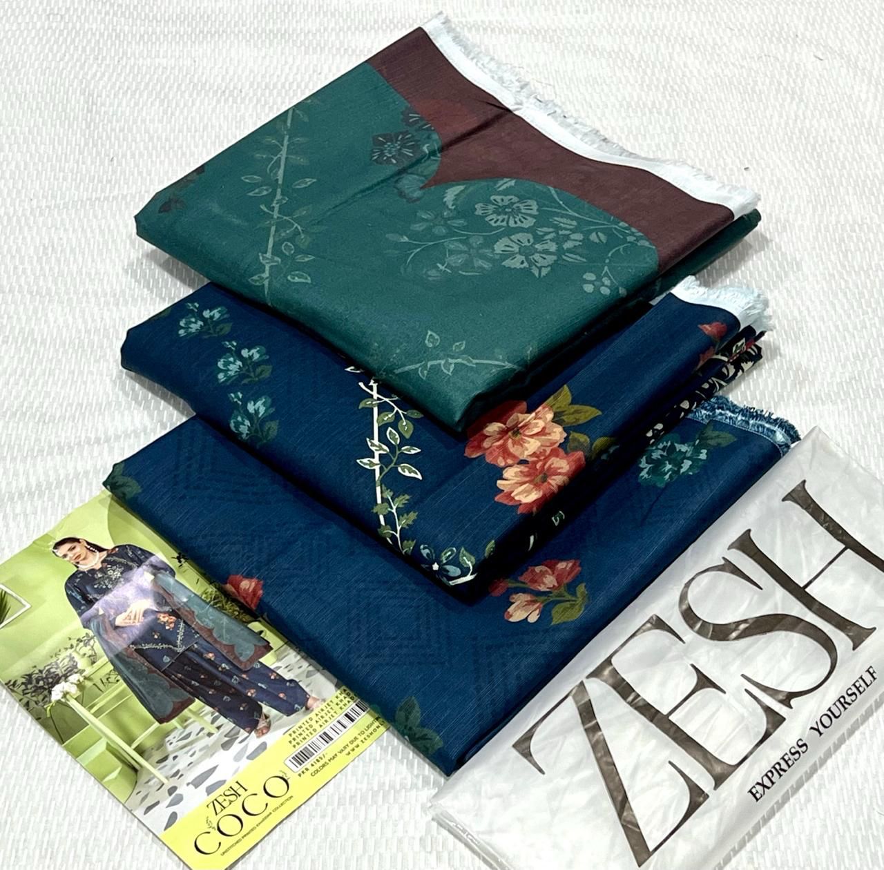 ZESH Printed Khaddar 3Piece D-007