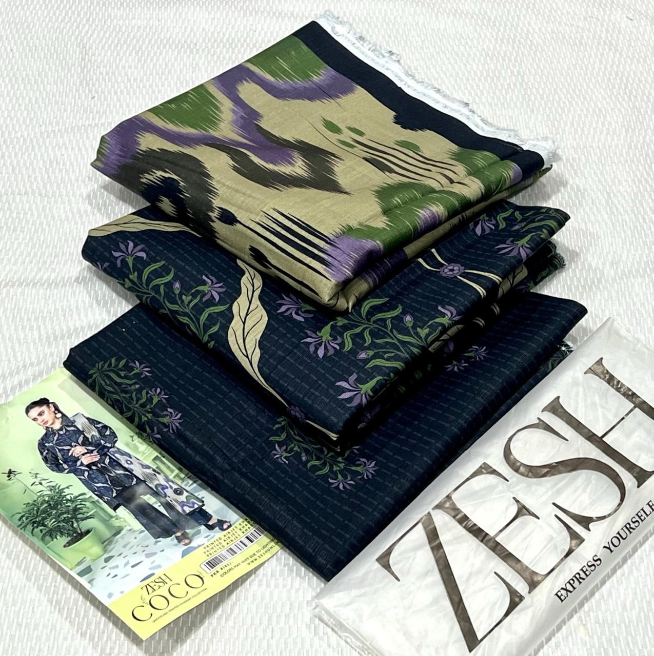 ZESH Printed Khaddar 3Piece D-009