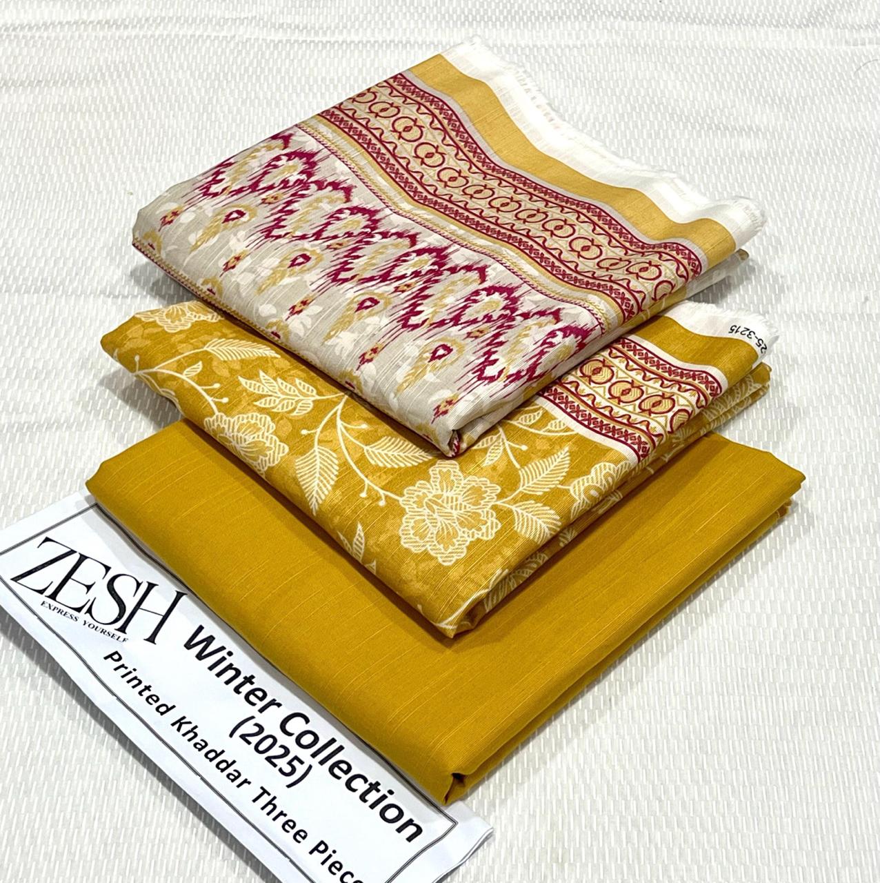 ZESH Printed Khaddar 3Piece D-019