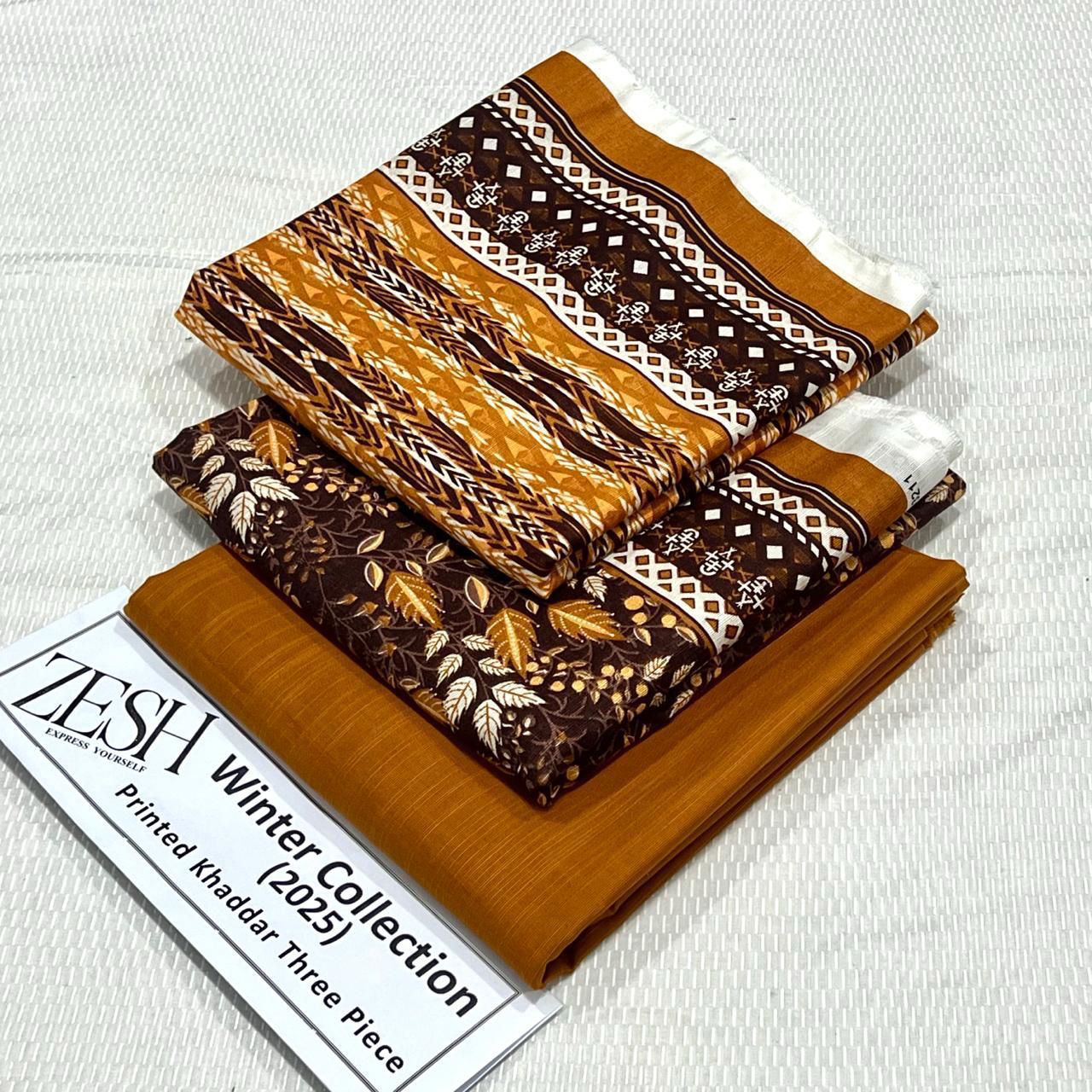 ZESH Printed Khaddar 3Piece D-029