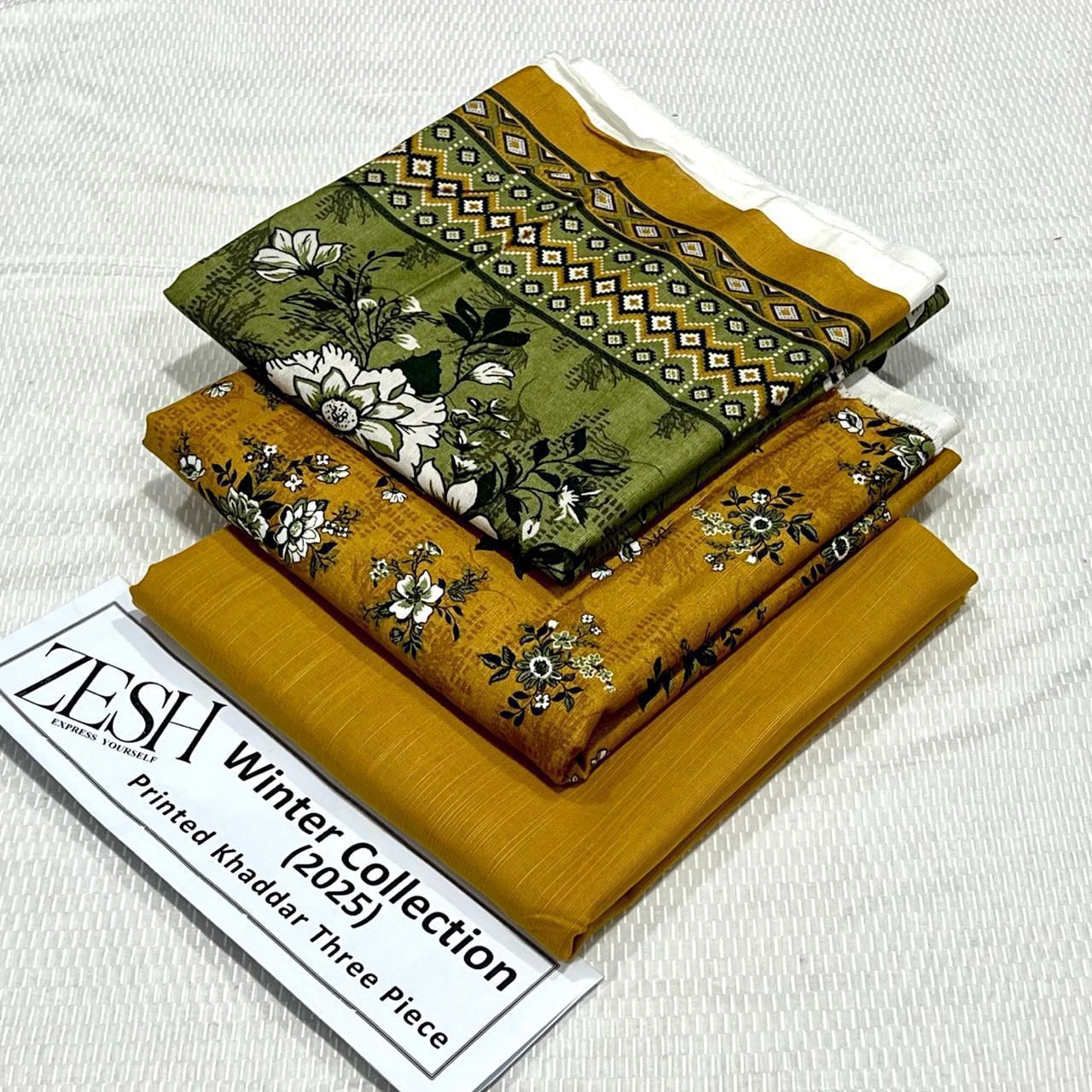 ZESH Printed Khaddar 3Piece D-032