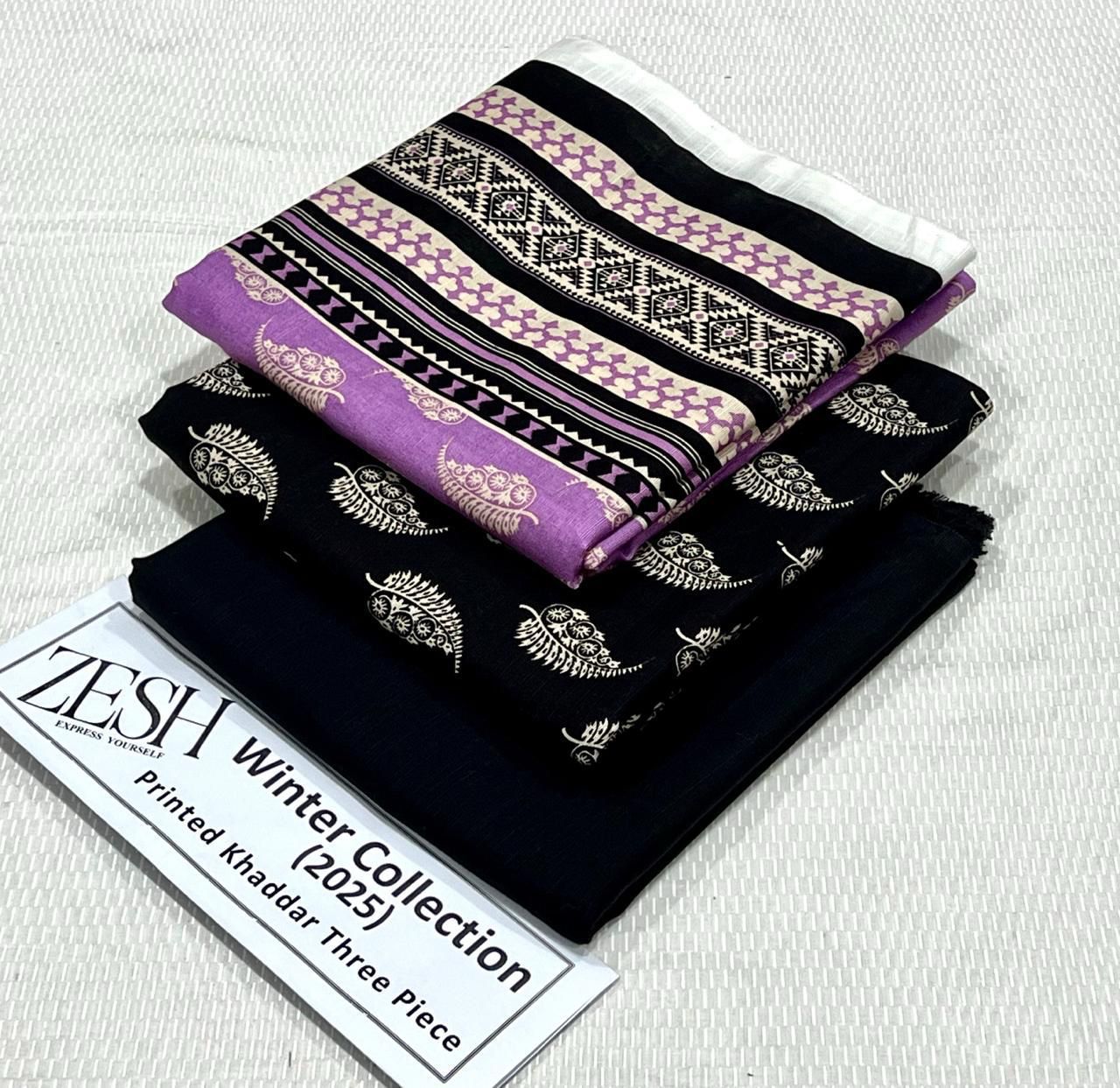ZESH Printed Khaddar 3Piece D-034