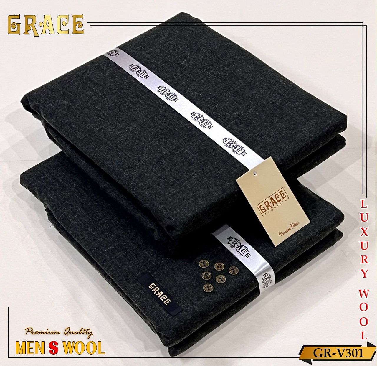 GRACE WOOL Unstitched D-001 ( Charcoal )