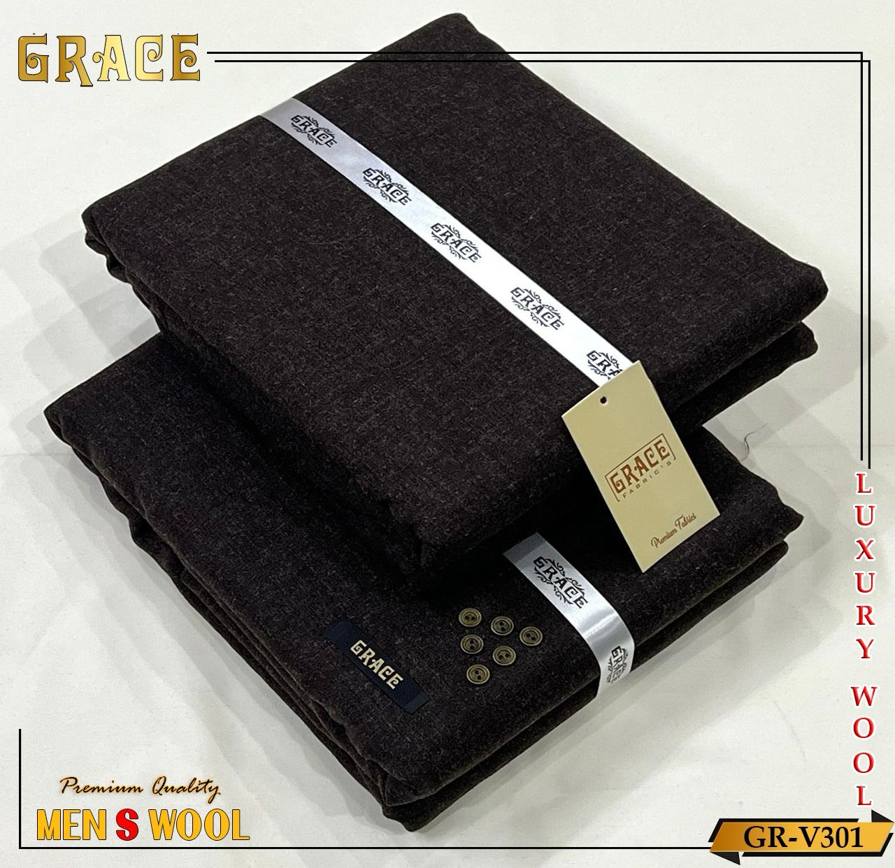 GRACE WOOL Unstitched D-002 ( Black )