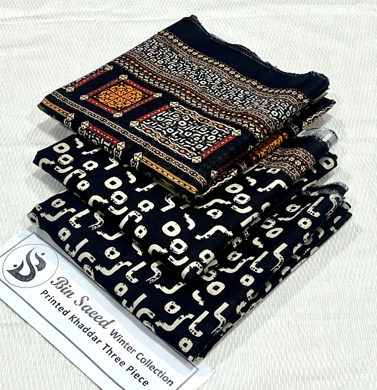 Bin Saeed Khaddar Printed Unstitched 3Piece D-025