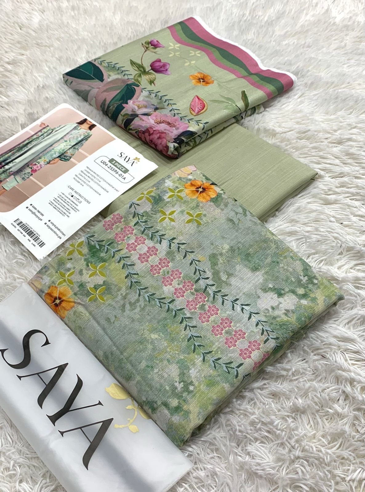 SAYA Printed Khaddar 3Piece (01A)