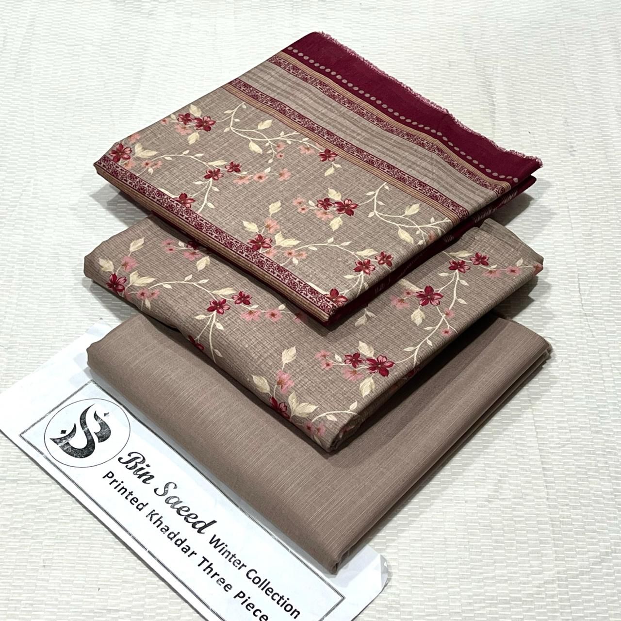 Bin Saeed Khaddar Printed Unstitched 3Piece D-027