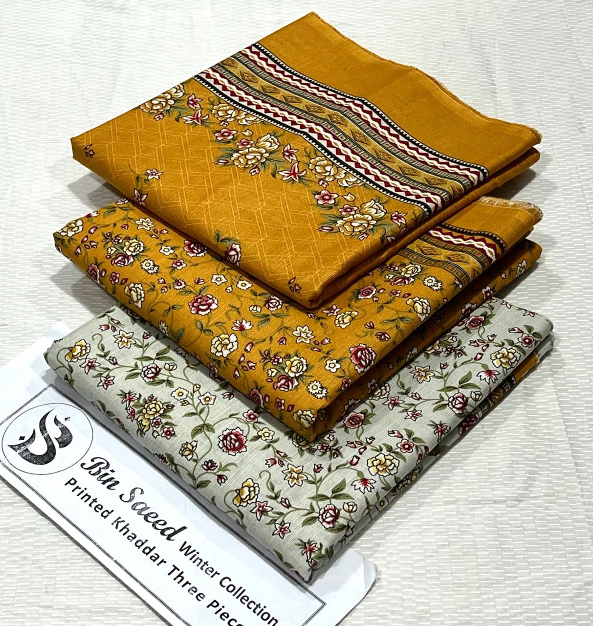 Bin Saeed Khaddar Printed Unstitched 3Piece D-030